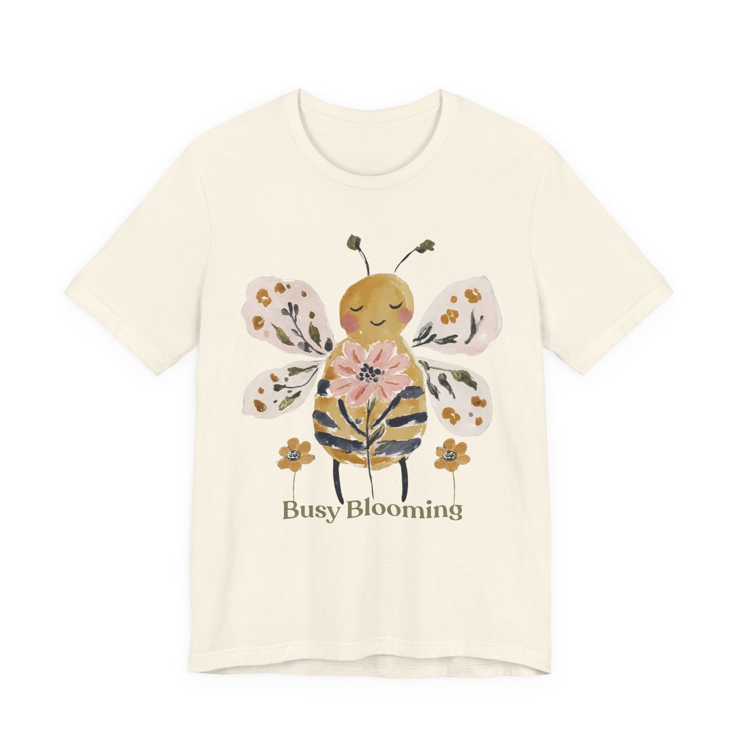 Busy Blooming Bee T-Shirt, Cute Watercolor Floral Bee Tee - 14960