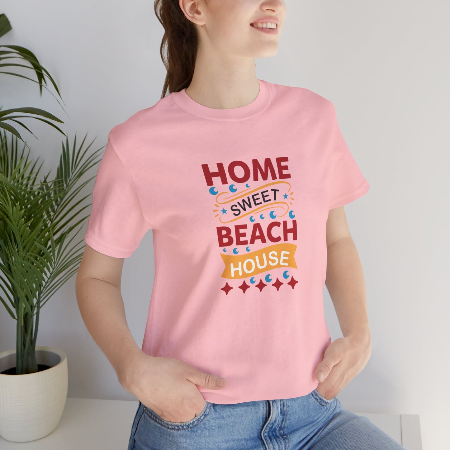 Home Sweet, Beach House - Unisex Jersey Short Sleeve Tee