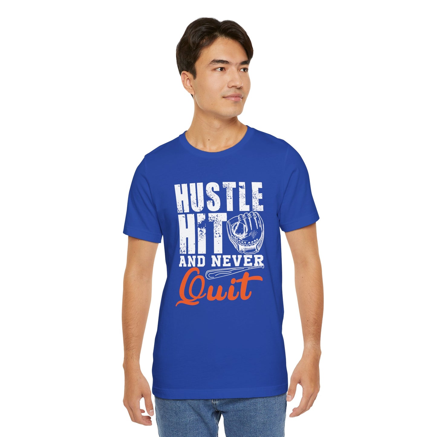 Baseball: Hustle Hit And Never Quit - Unisex Jersey Short Sleeve Tee