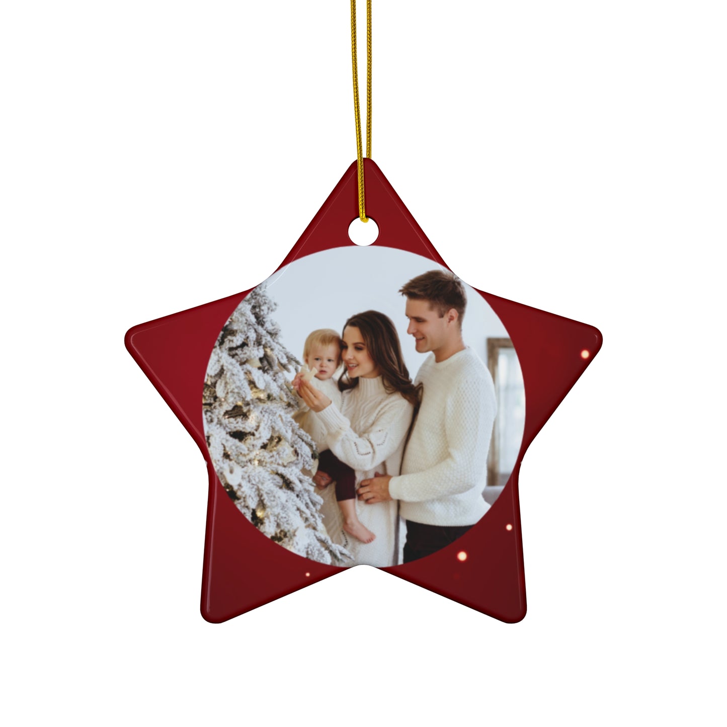 Young Couple Photo, Customizable - Ceramic Ornament, 4 Shapes