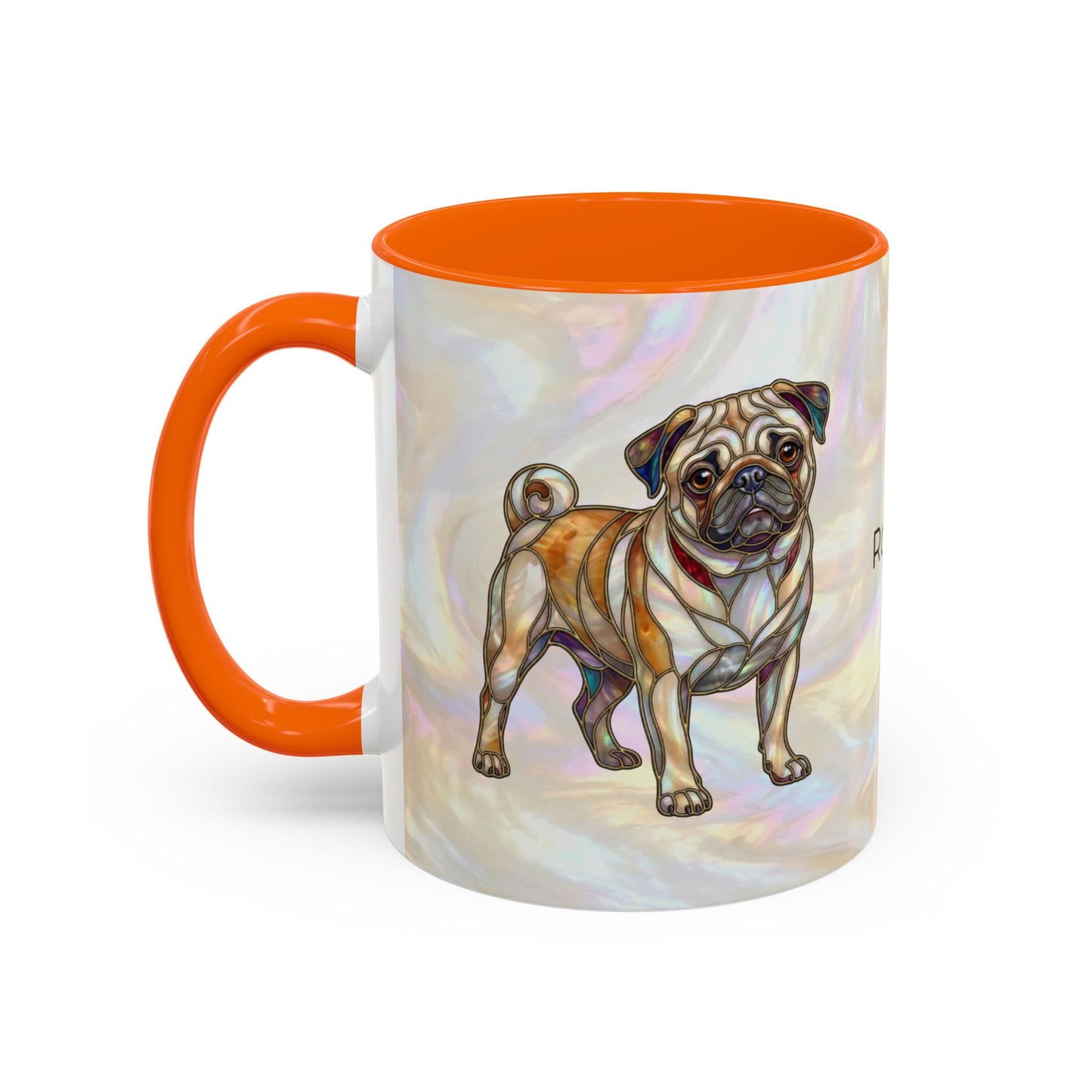 Personalized Pug Accent Coffee Mug –  Stained Glass Design (11/15oz) - 14547