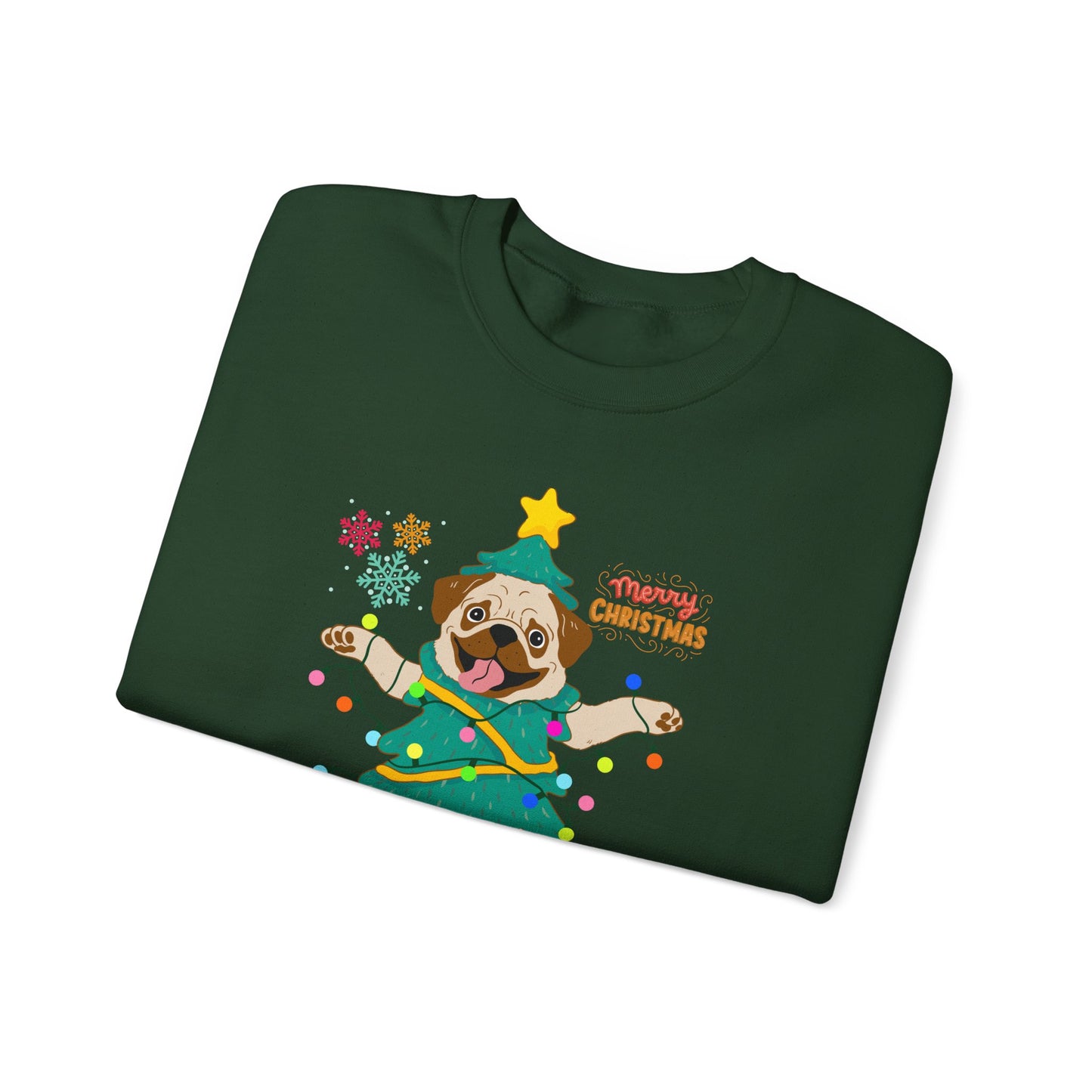 Pug, Merry Christmas - Unisex Heavy Blend™ Crewneck Sweatshirt - 10307