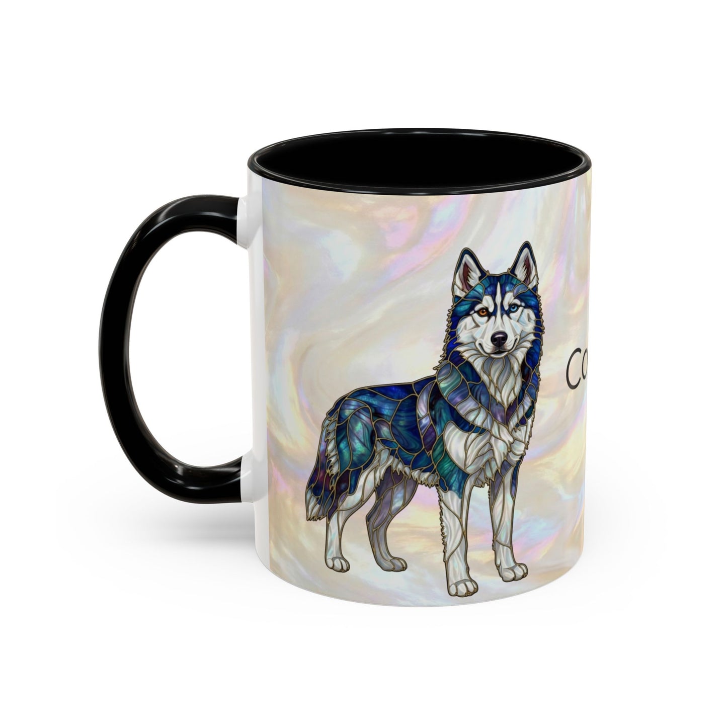 Personalized Husky Accent Coffee Mug – Stained Glass Design (11/15oz) - 14543