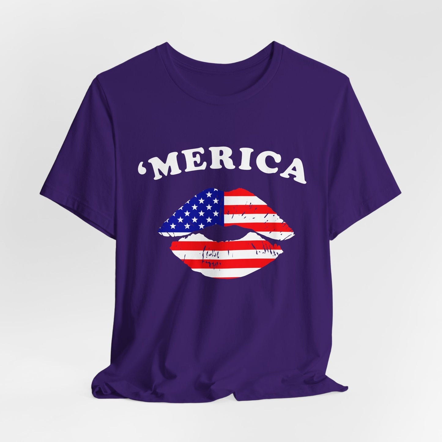 'Merica Unisex Jersey Tee, Patriotic Short Sleeve Shirt, USA Flag Design, Independence Day Apparel, Festival Wear, Summer Casual - 13519