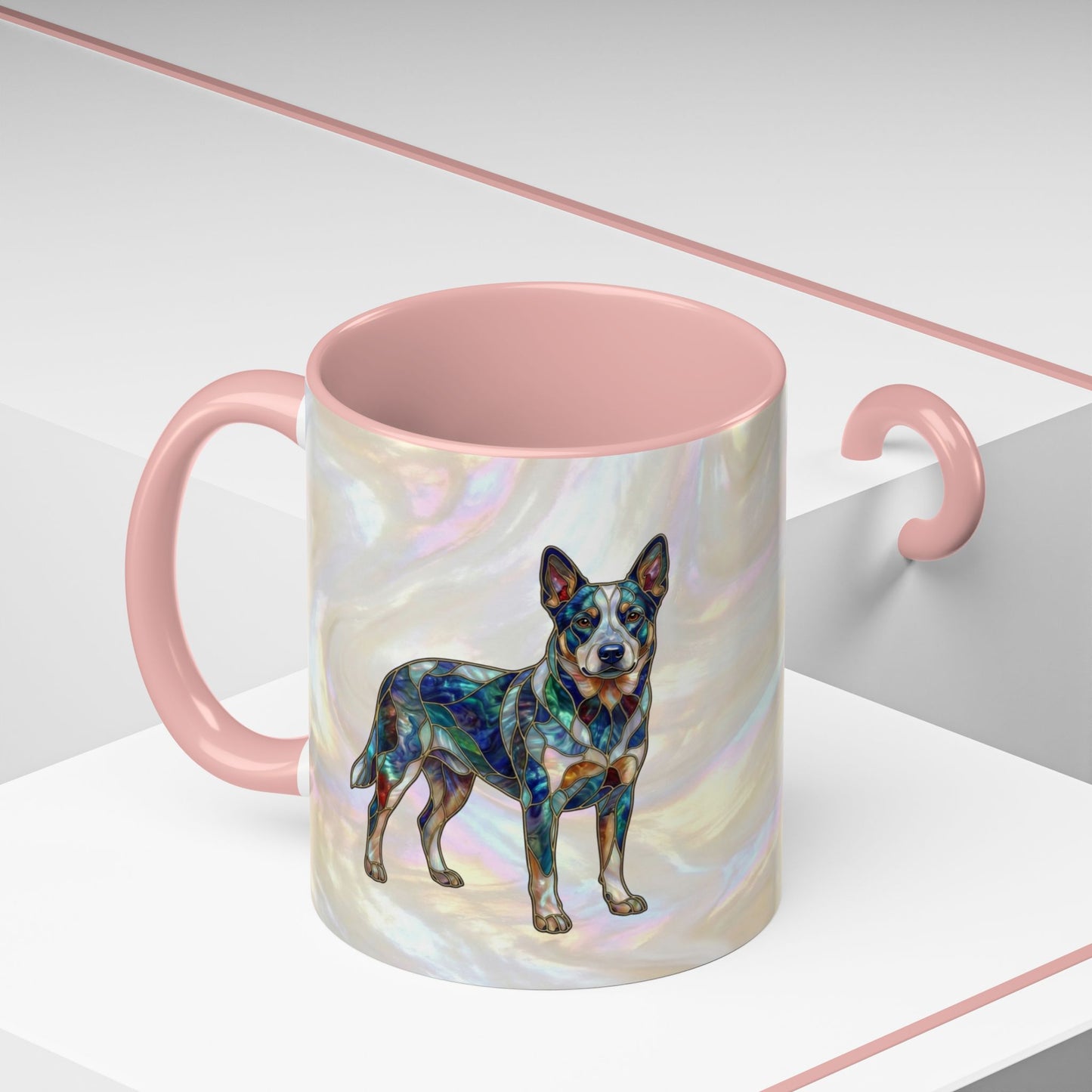 Australian Cattle Dog Accent Mug — Stained Glass Design (11/15oz) - 14613