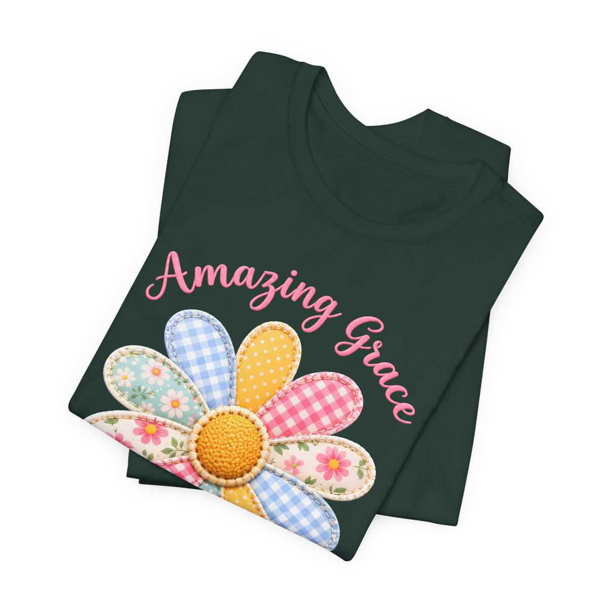 Amazing Grace Daisy T-Shirt, “How Sweet the Sound” Floral Christian Tee - 14992