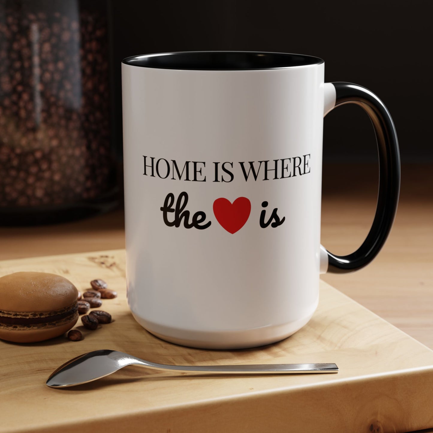 "Home is Where the Heart is" Coffee Mug —  Minimal Accent Ceramic Mug (11/15oz) - 14684