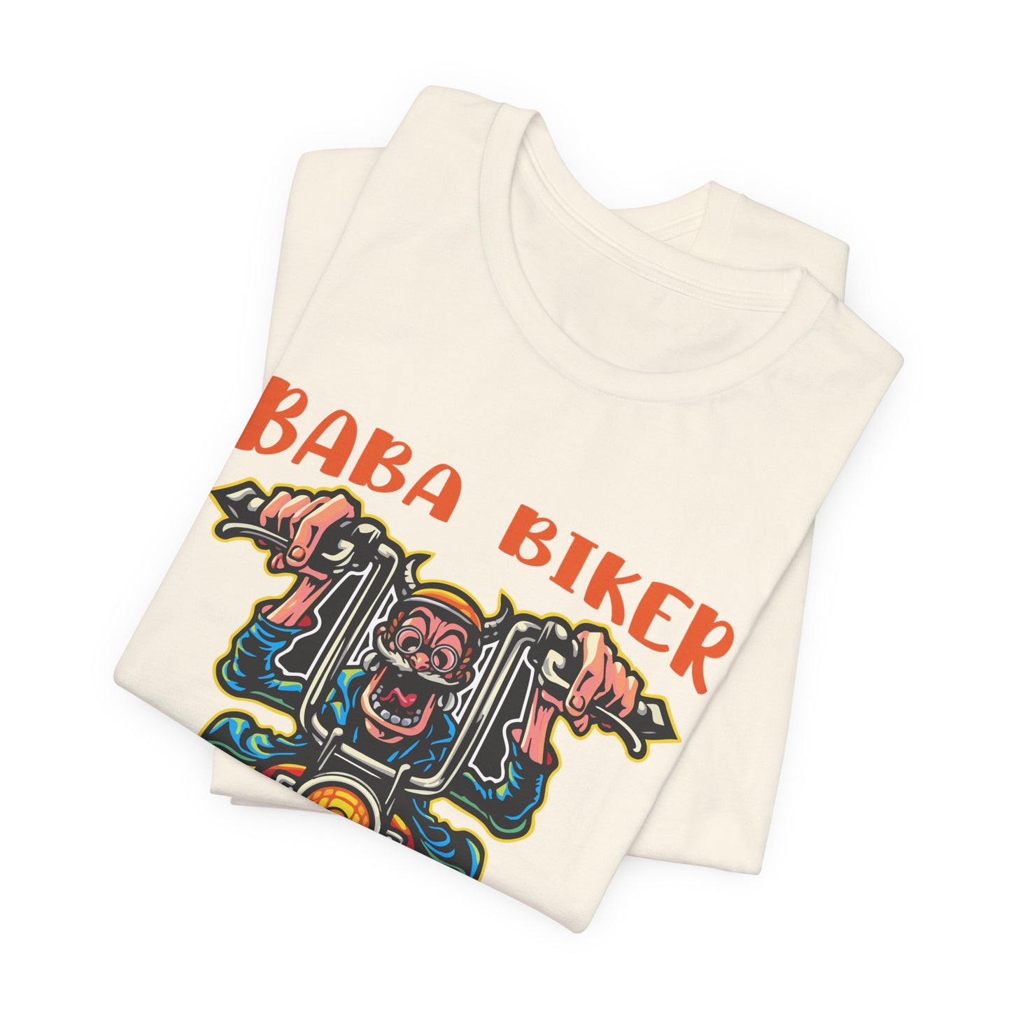 Baba Biker, Riding, Meditating and Samadhi - Unisex Jersey Short Sleeve Tee - 13590