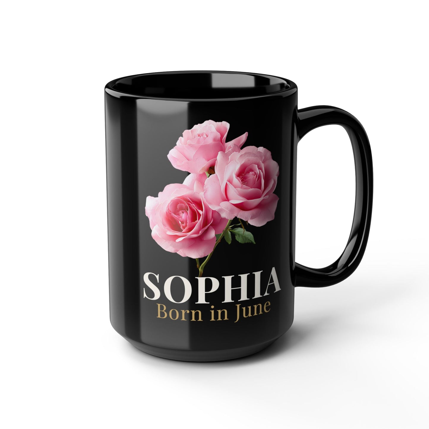 Personalized June Birth Flower Mug – Custom Name Rose Mug, Born in June Birthday Gift for Her -  14900