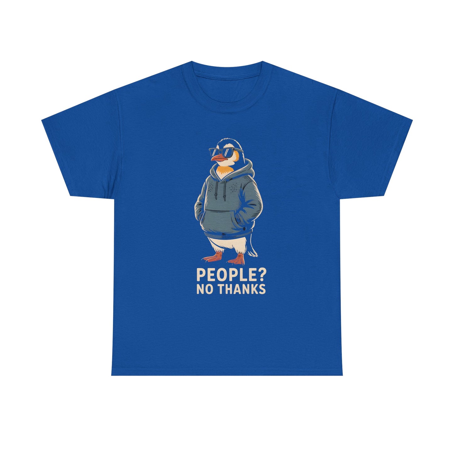 Funny Penguin T-Shirt – “People? No Thanks” Introvert Anti-Social Humor Tee Gift - 14847