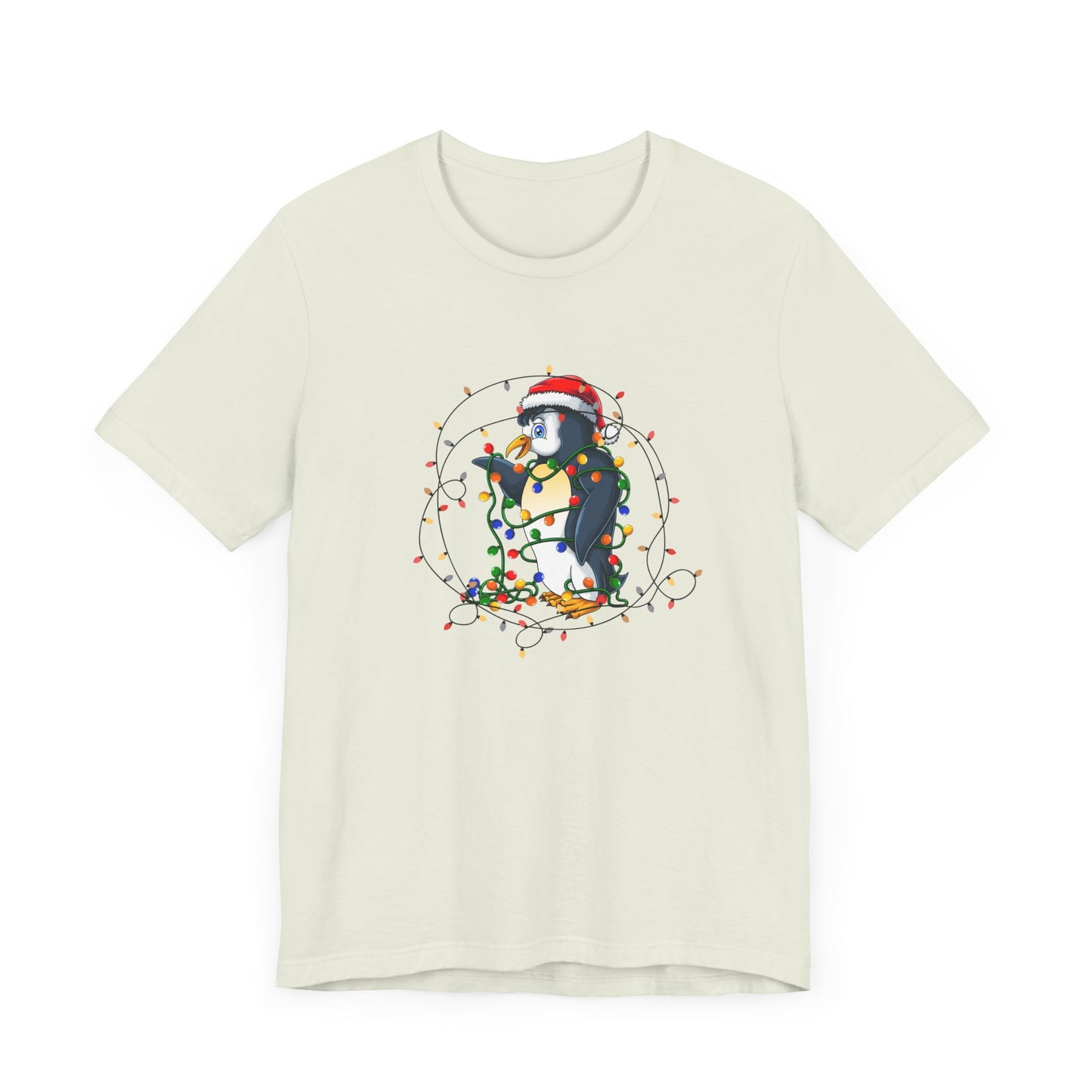 Penguin with Christmas Light - Unisex Jersey Short Sleeve Tee - 10407