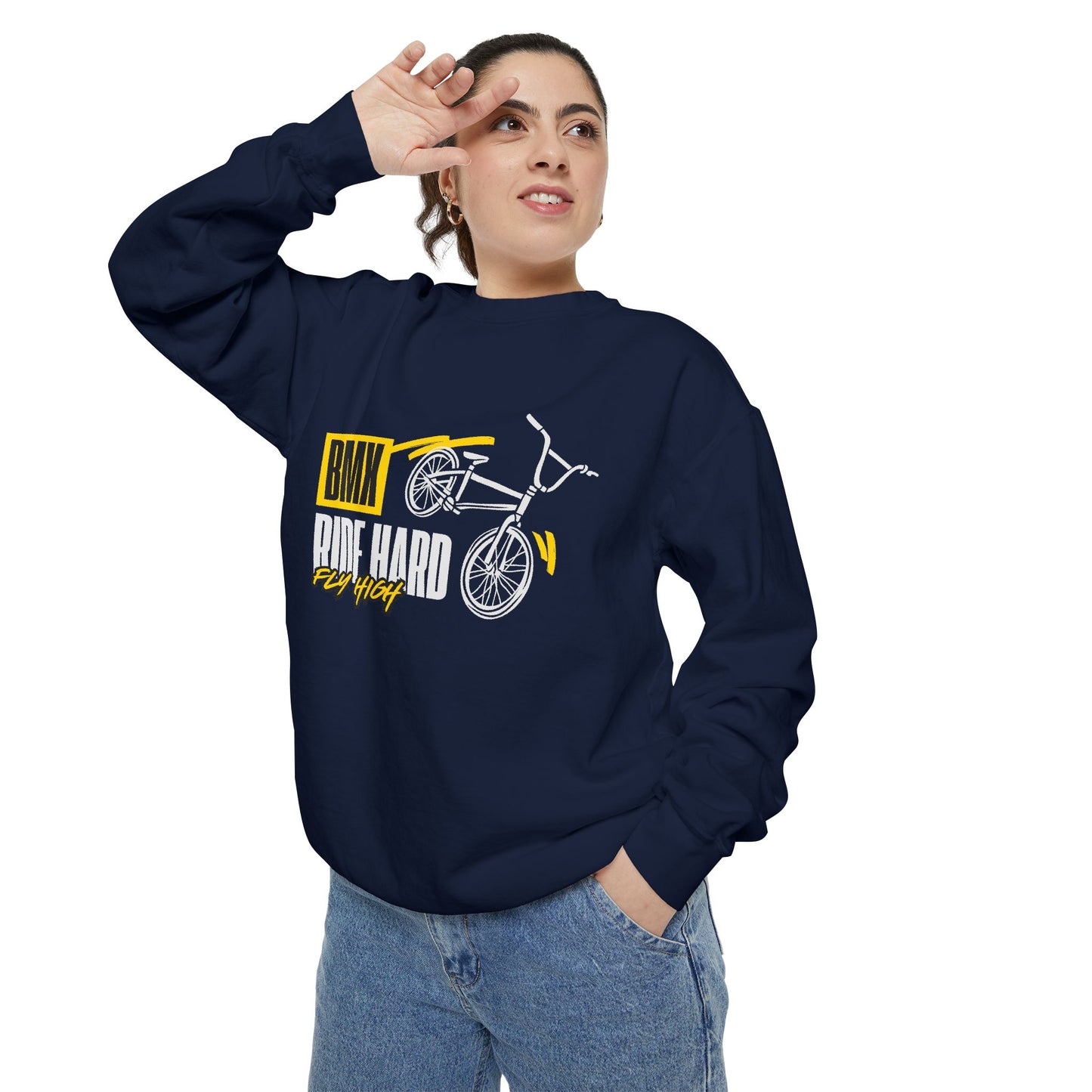 BMX, Ride Hard, Fly High - Unisex Garment-Dyed Sweatshirt - 10684