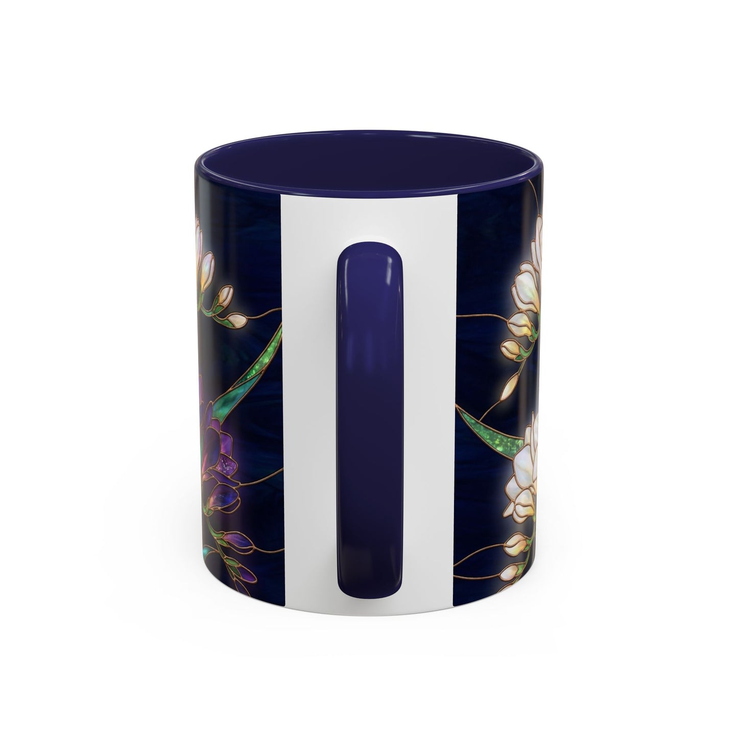 Freesia Floral Accent Coffee Mug — Stained Glass Design (11/15 oz) - 14566