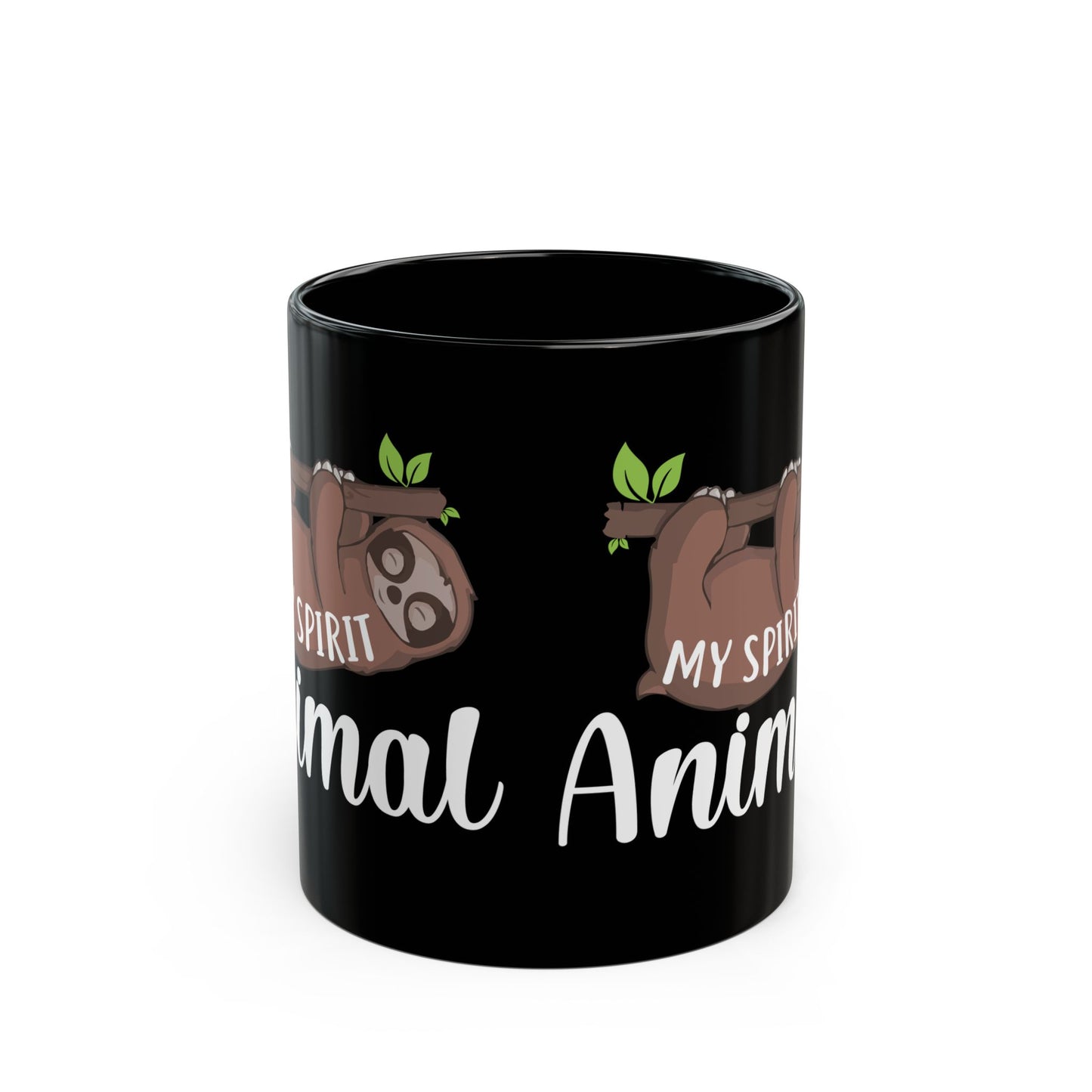 Yoga: Sloth Spirit Animal Mug, Black Ceramic Coffee Cup, Gift for Sloth Lovers - 13212