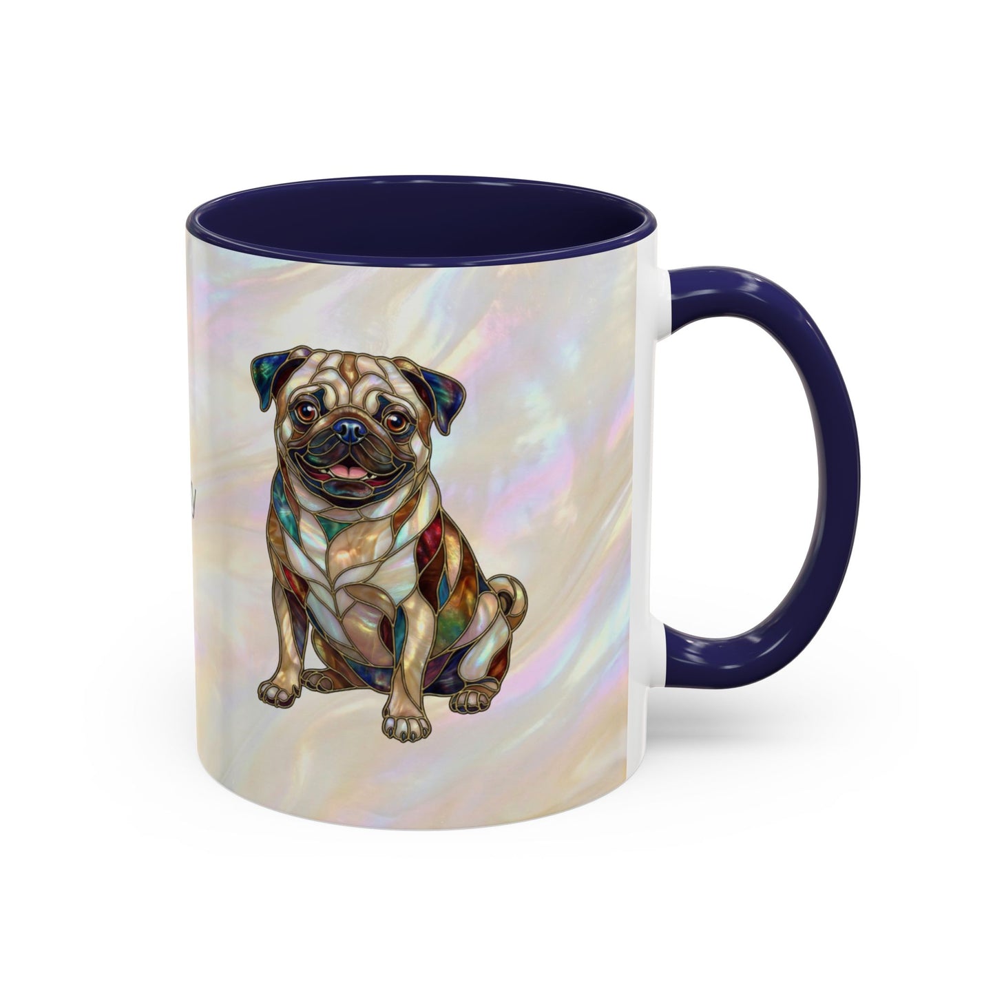 Personalized Pug Accent Coffee Mug –  Stained Glass Design (11/15oz) - 14547
