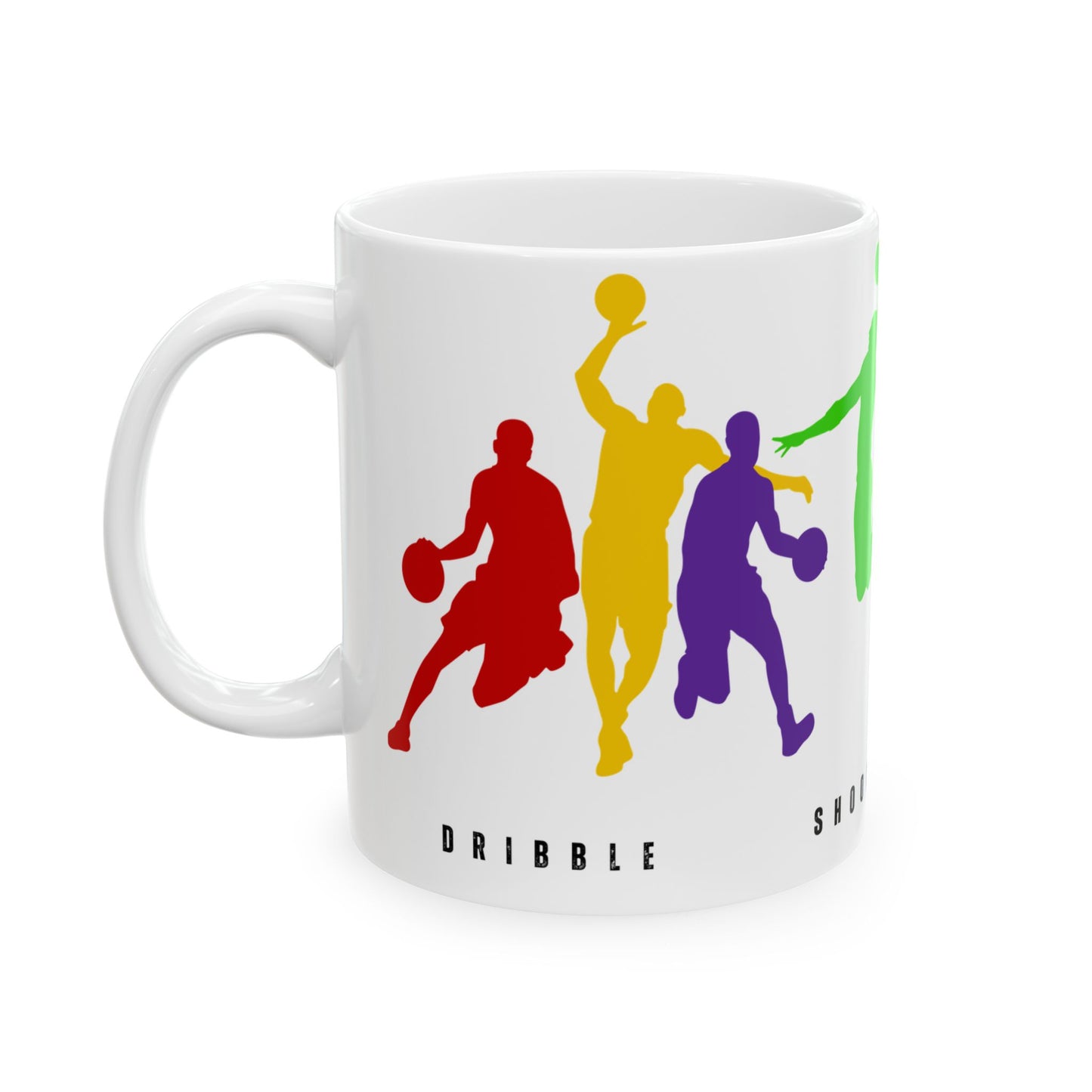 Dribble, Shoot, Score & Repeat, Basketball - Ceramic Mug, (11oz, 15oz) - 10301