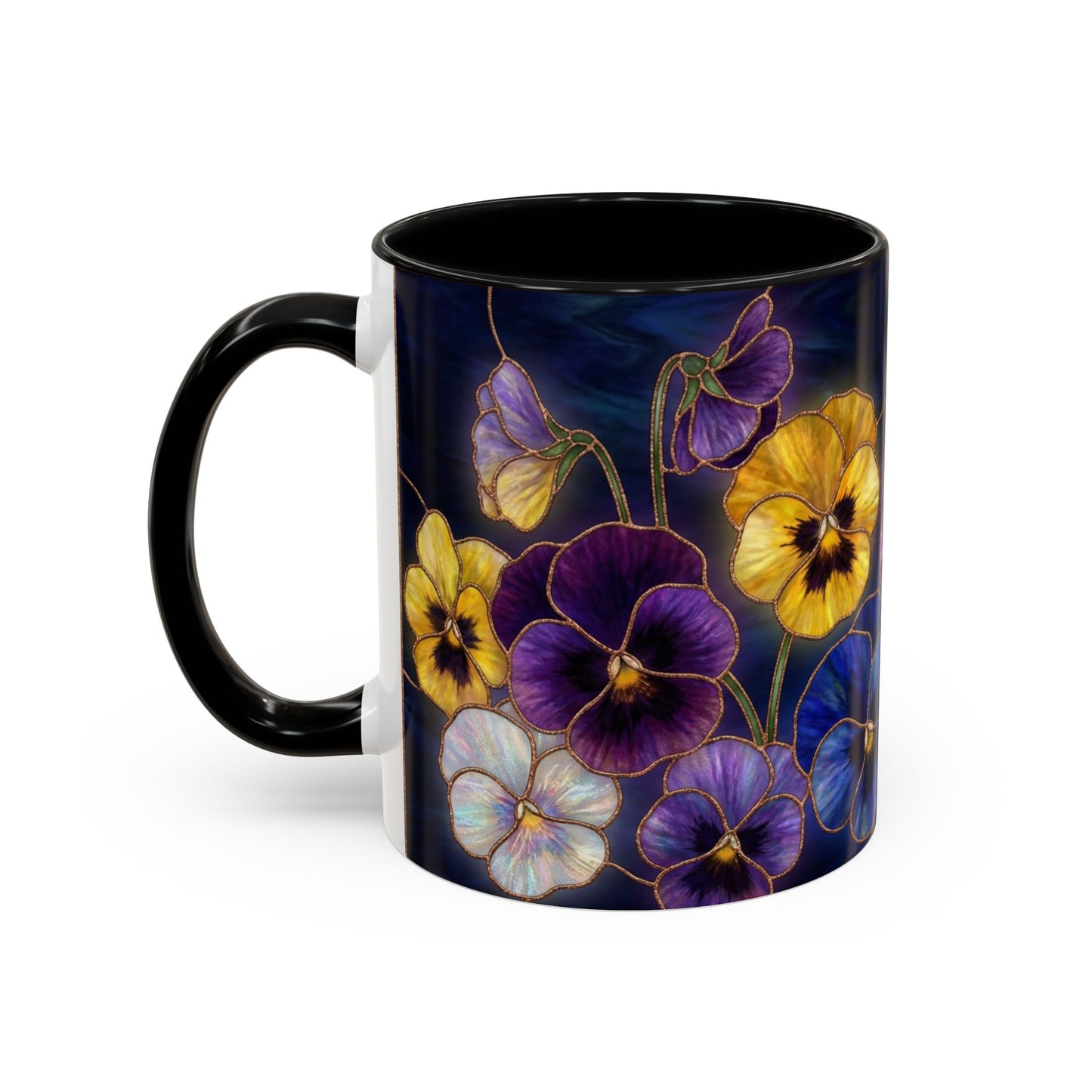 Pansy Floral Accent Coffee Mug — Stained Glass Design (11/15oz) - 14544