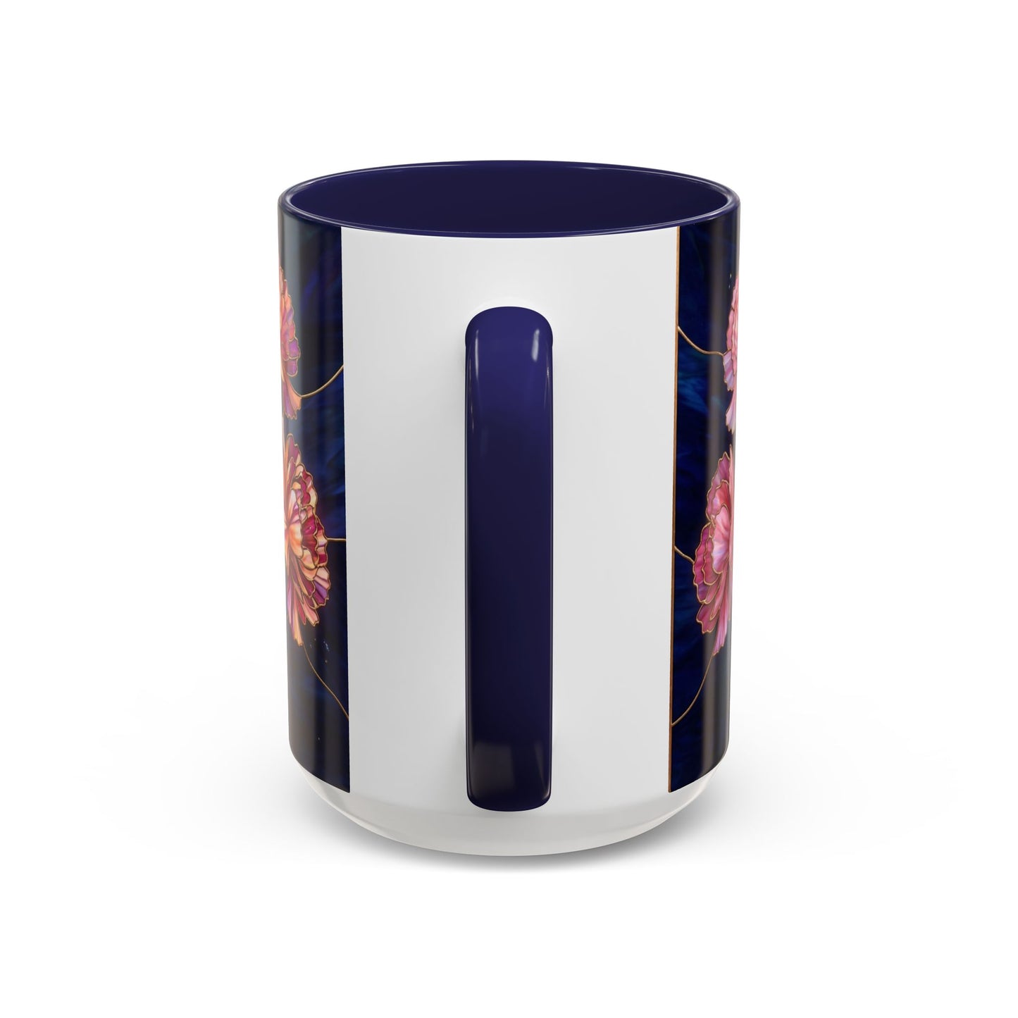 Carnation Floral  Accent Coffee Mug — Stained Glass Design (11/15oz) - 14559