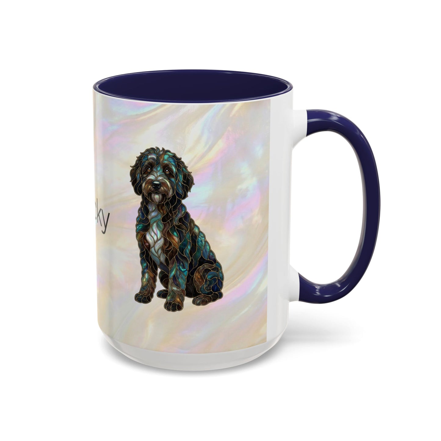 Portuguese Water Dog Accent Coffee Mug — Stained Glass Design (11/15oz) - 14655