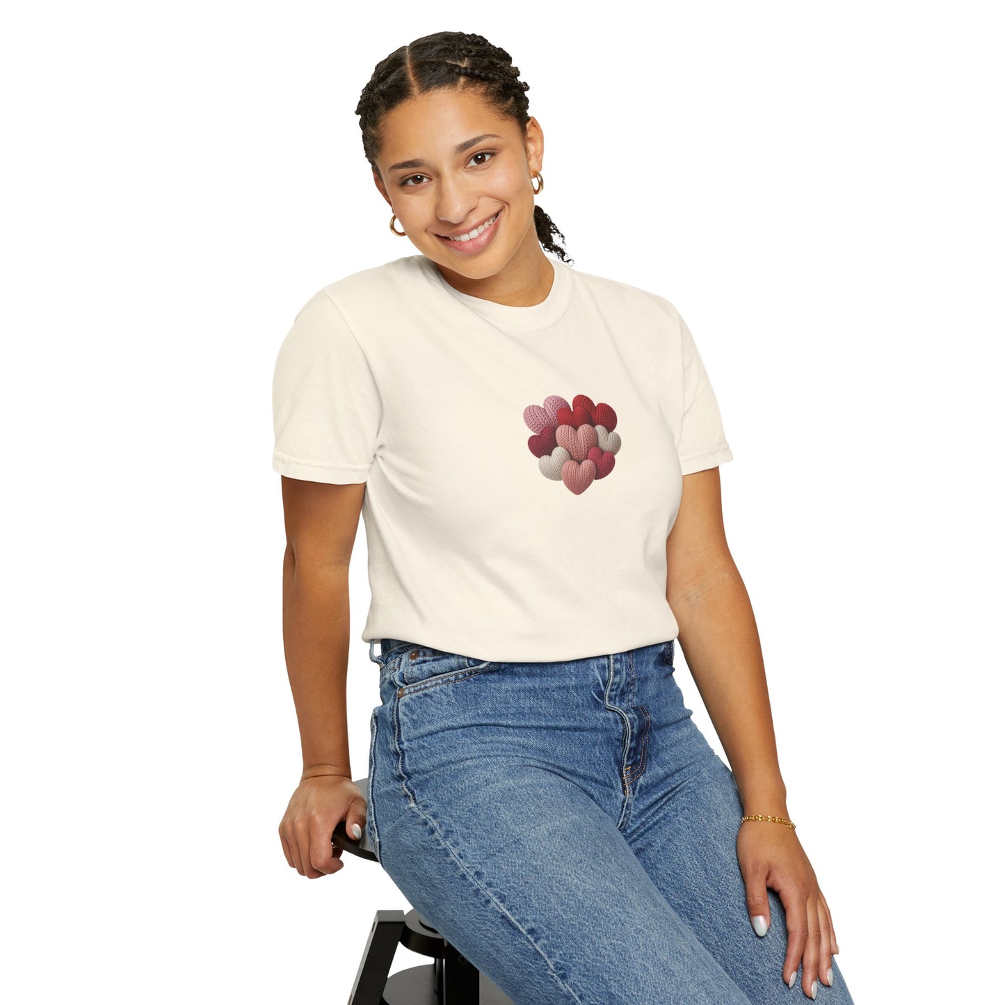 Knitted Hearts Valentine Graphic T-Shirt  - 14748