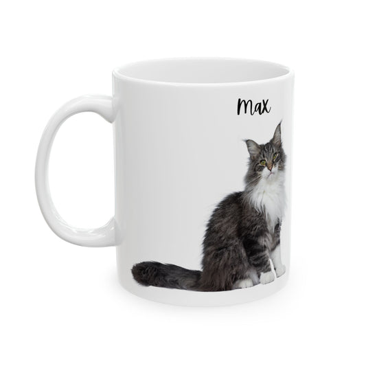 Personalized Cat Ceramic Mug for Cat Lovers, Custom Pet Mug, Coffee Cup, Gift for Cat Owners, Cute Cat Design - 14194