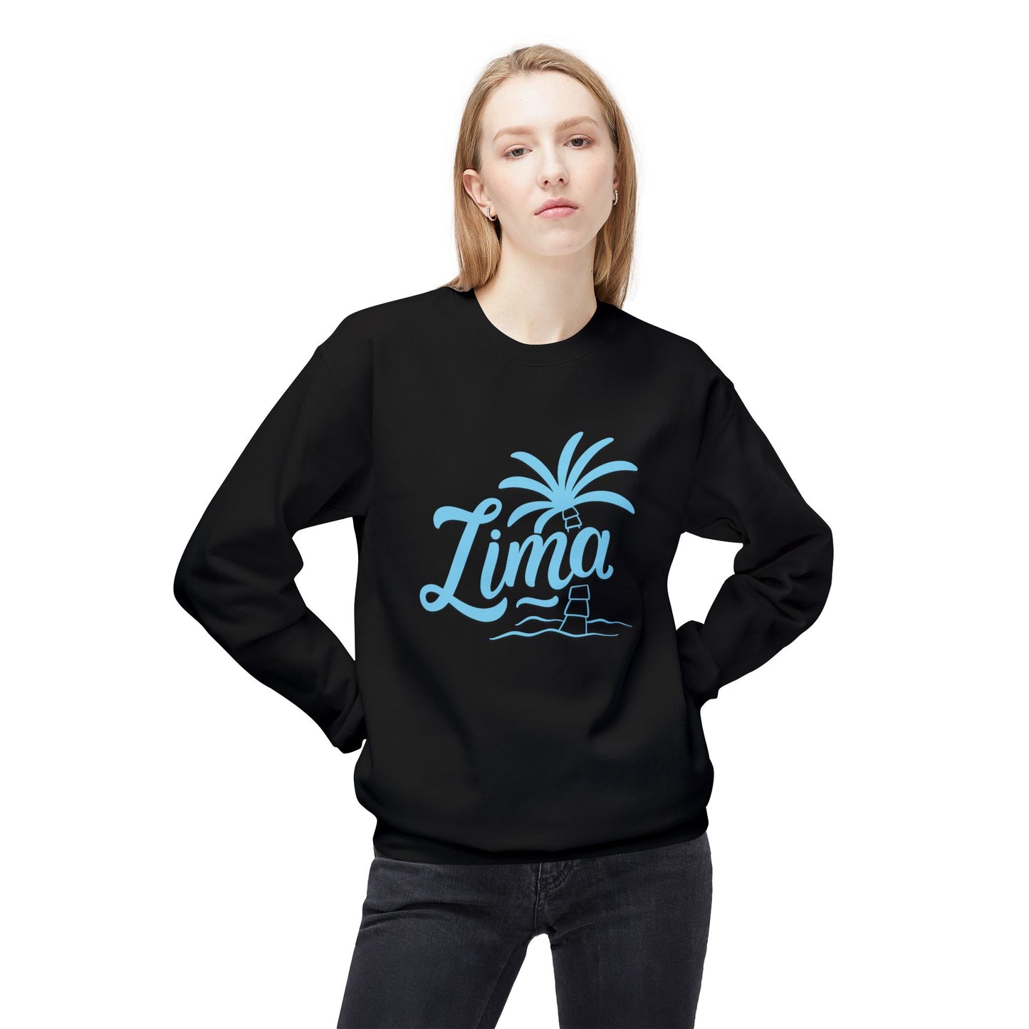 Lima, Palm Tree Crewneck Sweatshirt - Cozy Unisex Midweight Fleece for Relaxed Living - 12128