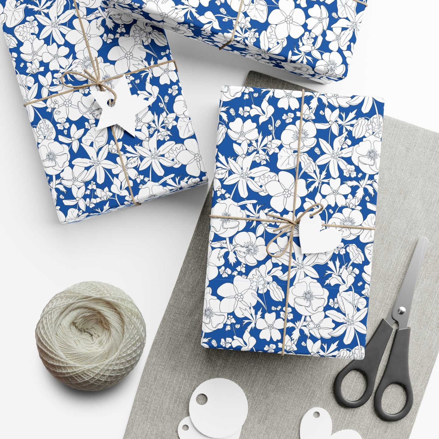 Vintage Blue, White Flowers - Gift Wrap Papers - 10255