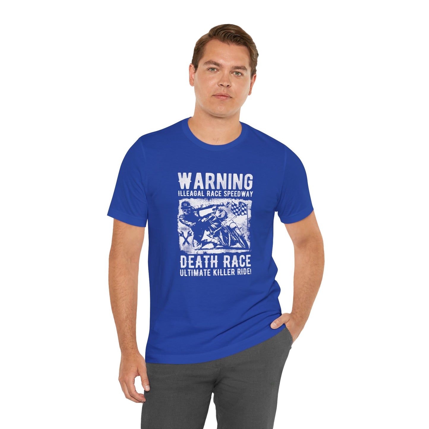 Warning: Illegal Race Speedway- Unisex Jersey Short Sleeve Tee