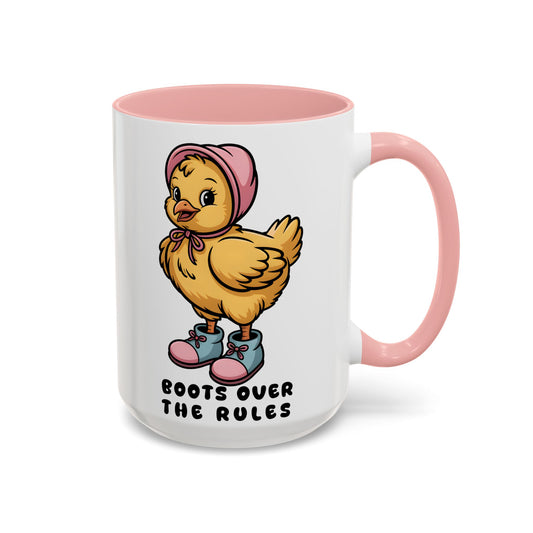 Boots Over The Rules Chick Mug – Cute Chicken Coffee Mug Funny Gift 11/15oz - 14862