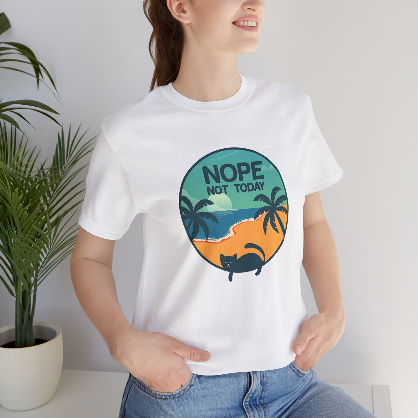 Cat: Nope Not Today - Unisex Jersey Short Sleeve Tee