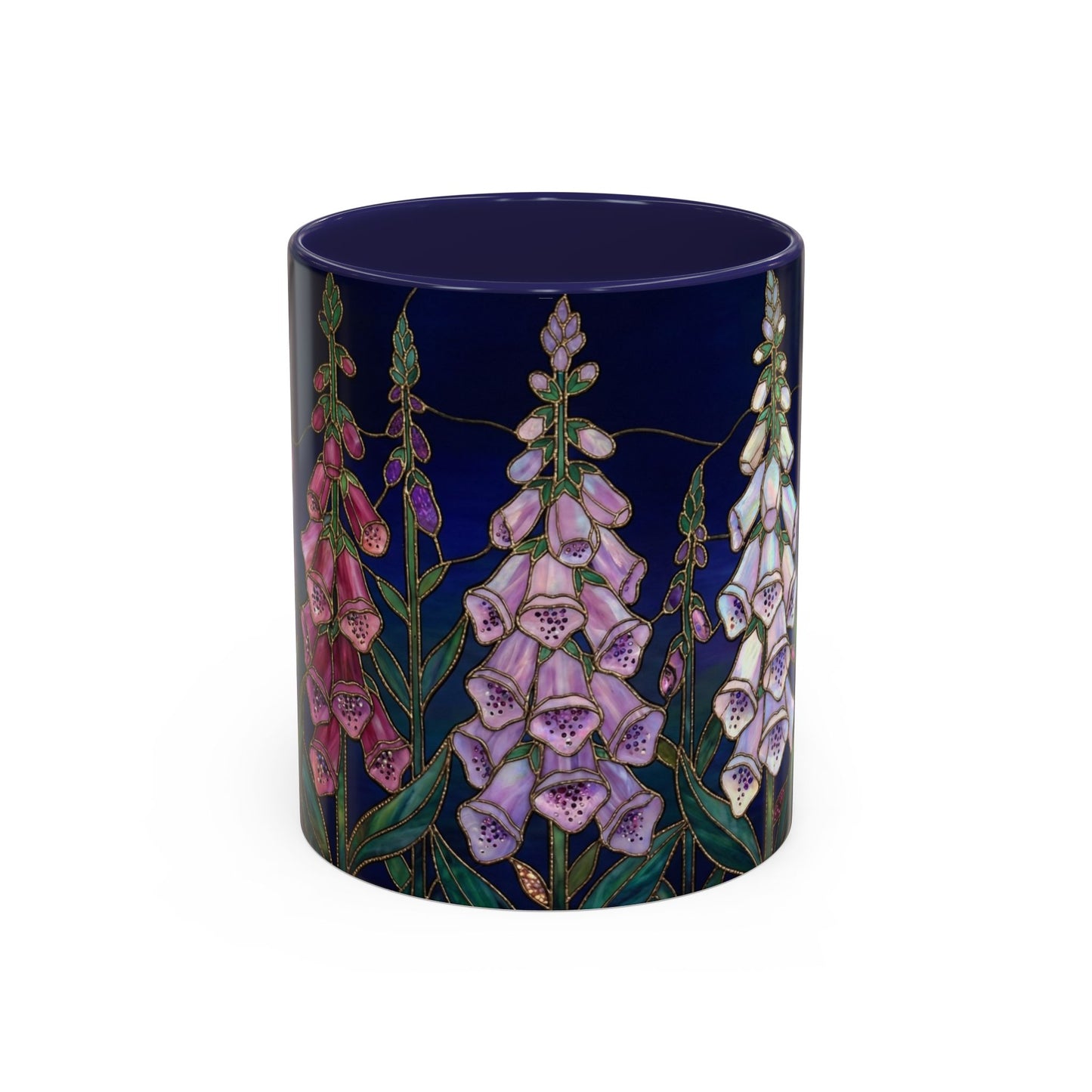 Foxglove Floral Coffee Mug — Stained Glass Design (11/15oz) - 14565