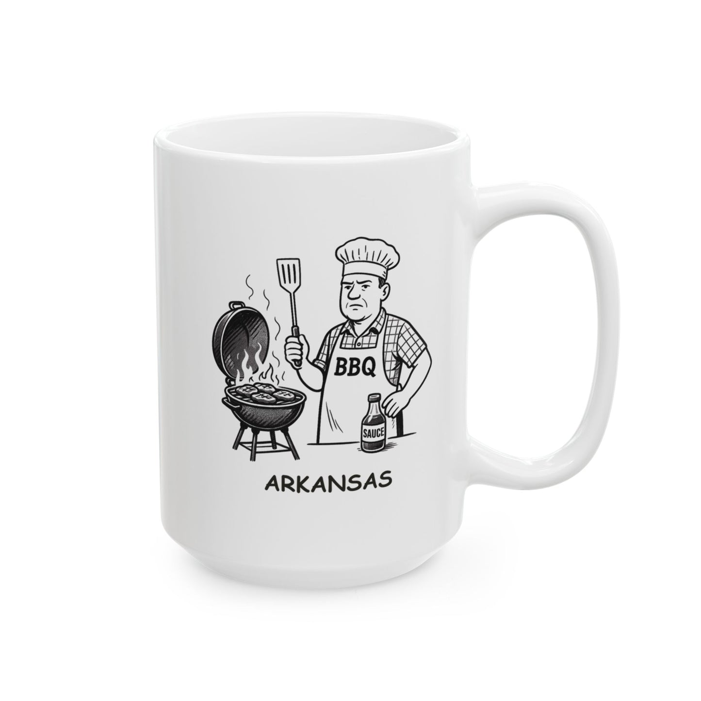 "In Arkansas, we take our BBQ seriously—just don’t ask about the secret sauce." Ceramic Mug - 13344