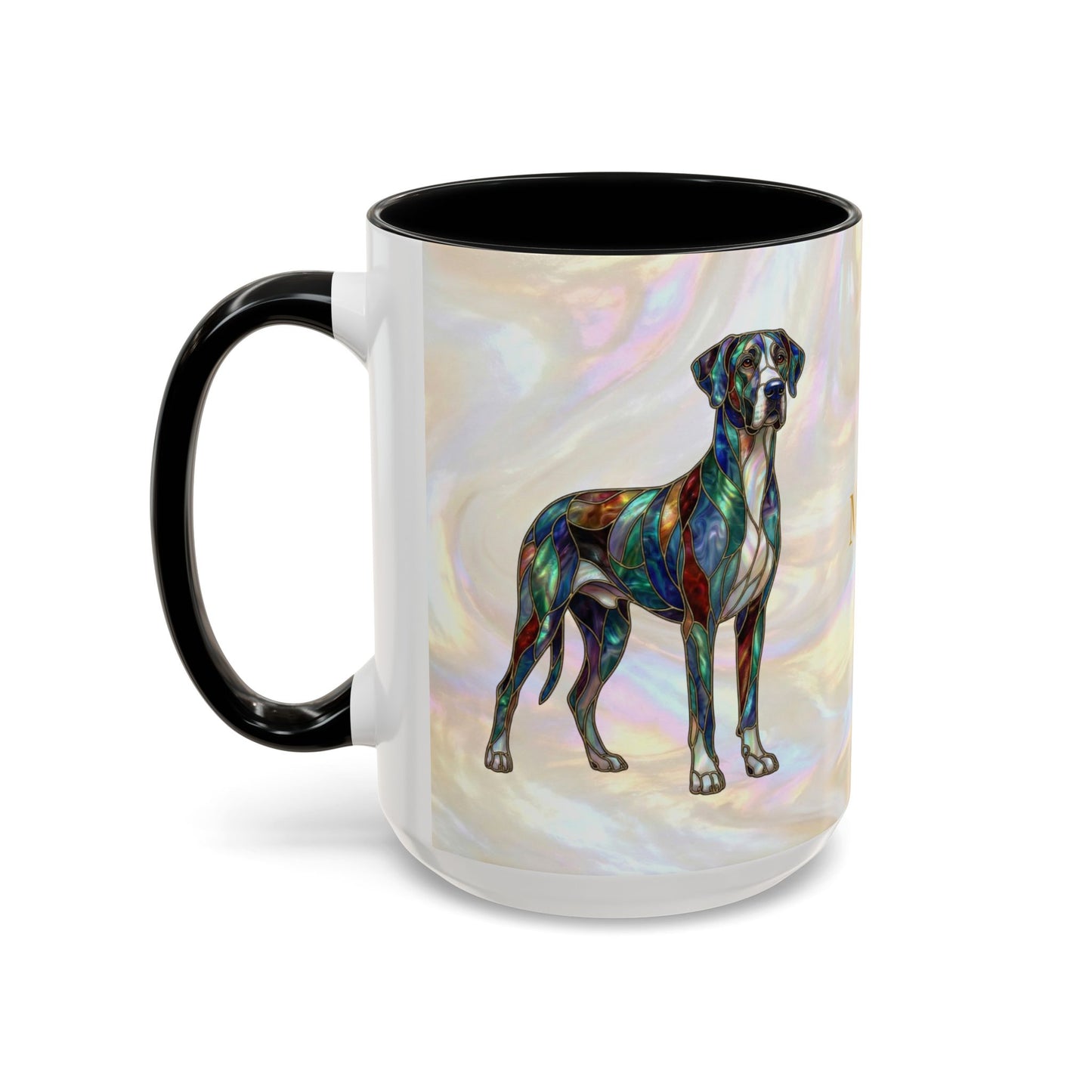 Personalized Great Dane Dog Mug — Stained Glass Design (11/15 oz) - 14550