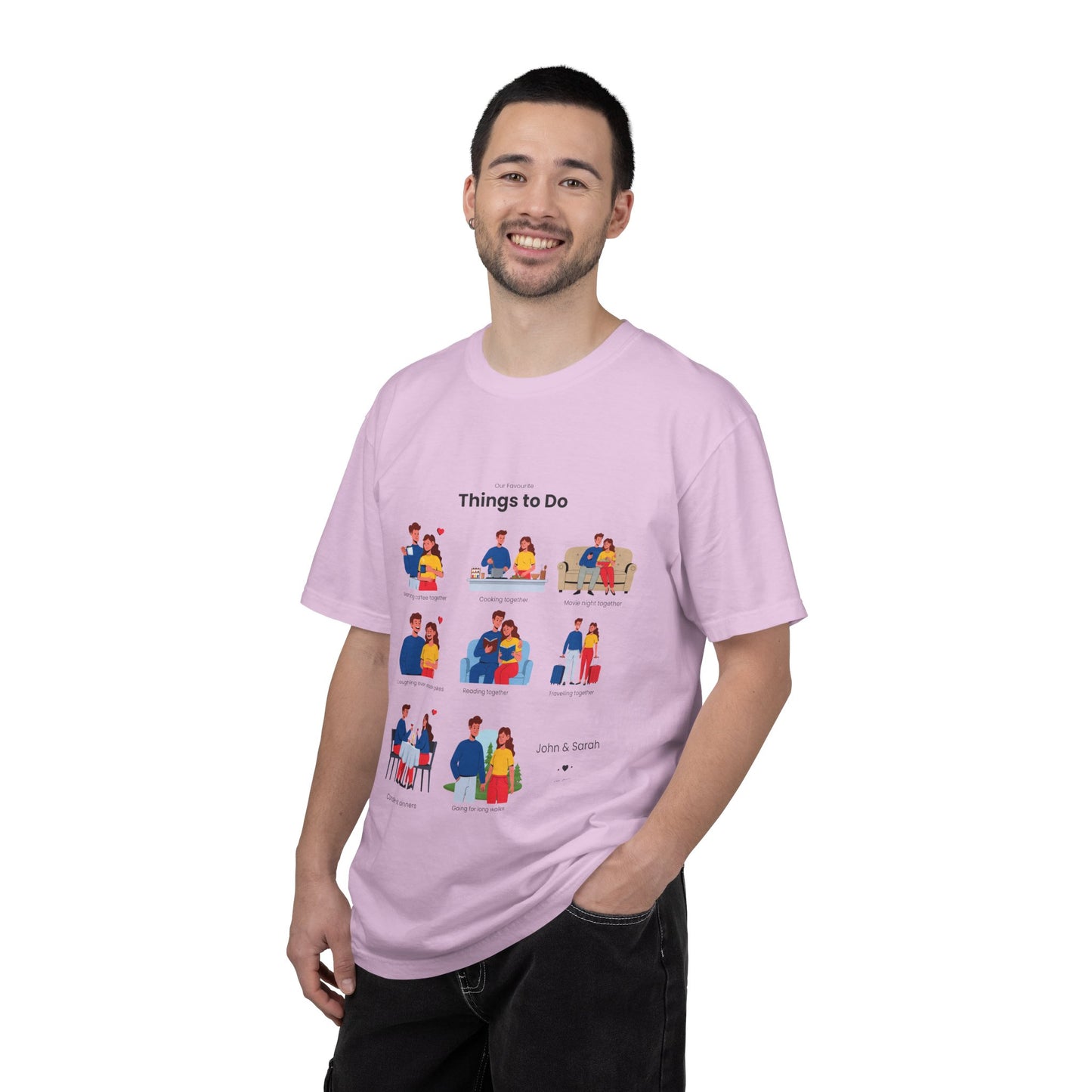 Our Favourite Things to Do Together – Personalised Valentine’s Illustration T-Shirt Gift - 14722