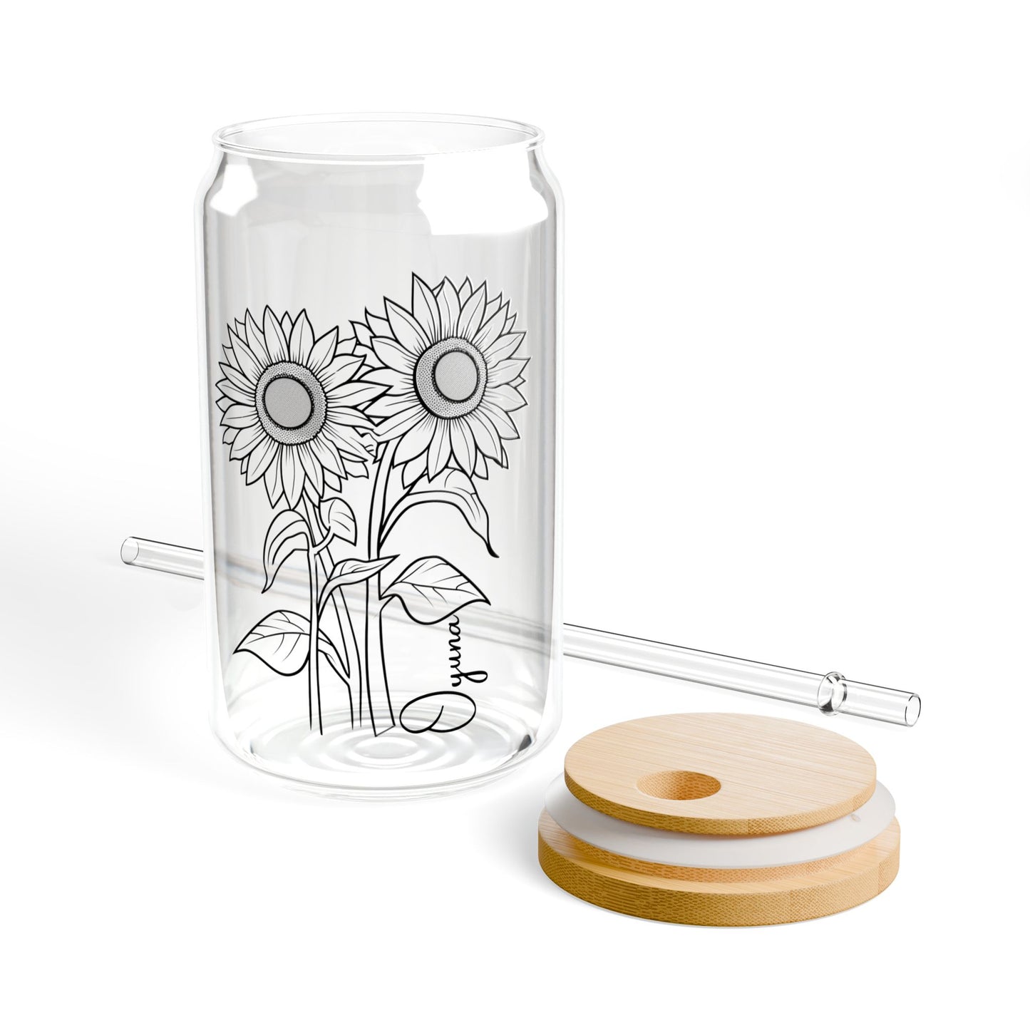 Sunflowers,  Customizable - Sipper Glass, 16oz