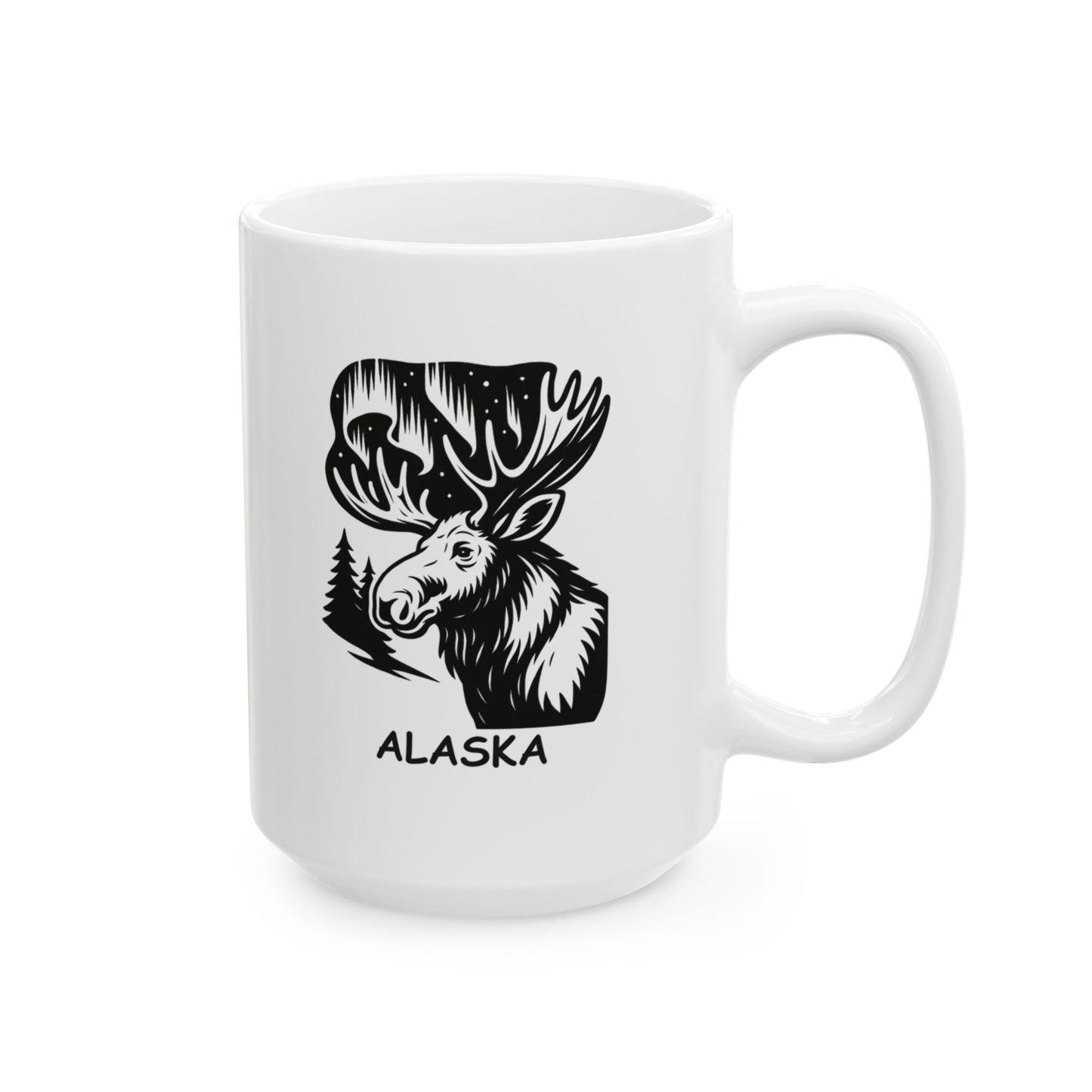 "In Alaska, if you can’t see the Northern Lights, you’ll at least see the moose." Ceramic Mug - 11oz 15oz - 13053