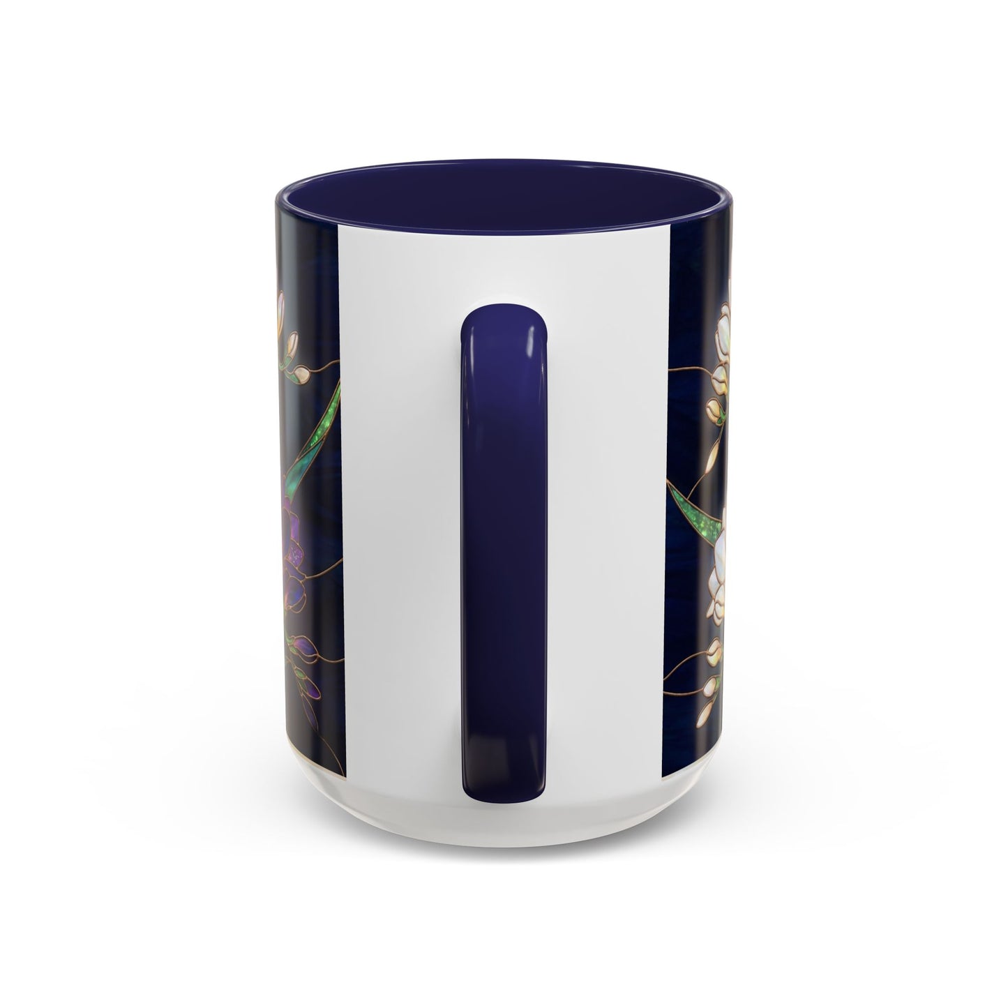 Freesia Floral Accent Coffee Mug — Stained Glass Design (11/15 oz) - 14566