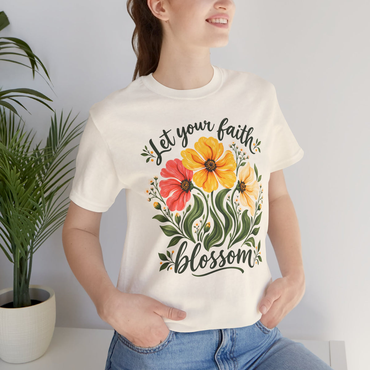 Let Your Faith Blossom T-Shirt, Floral Christian Tee - 14506