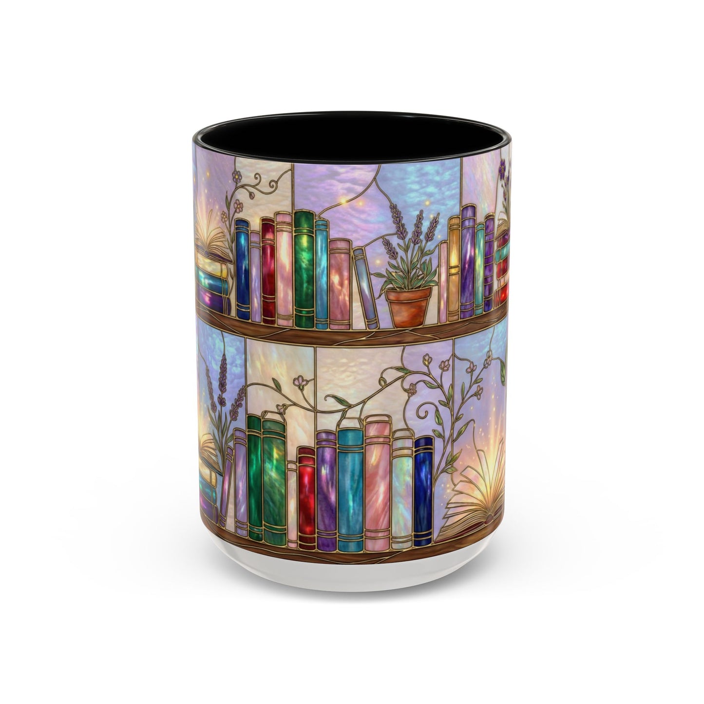 Magic Book Shelf Accent Coffee Mug — Stained Glass Design (11/15 oz) - 14529