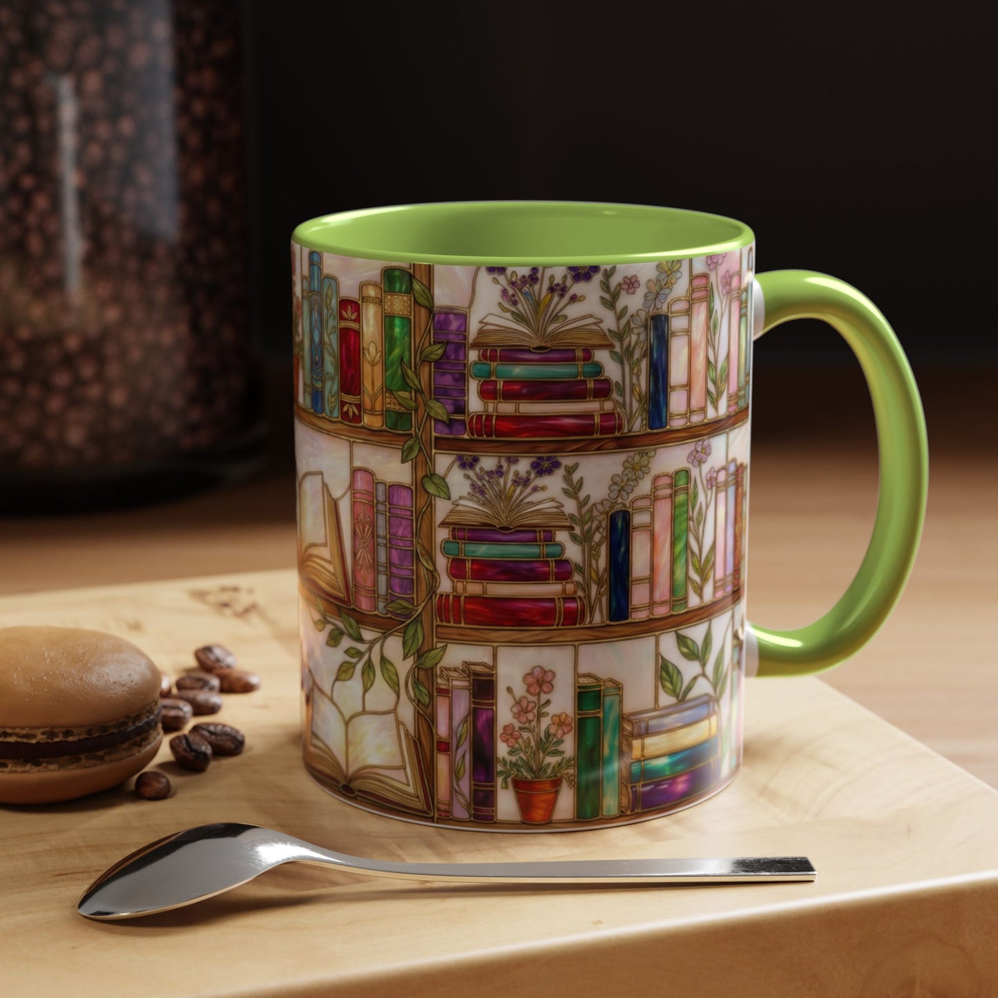 Bookish Accent Coffee Mug — Stained Glass Design (11/15 oz) - 14528
