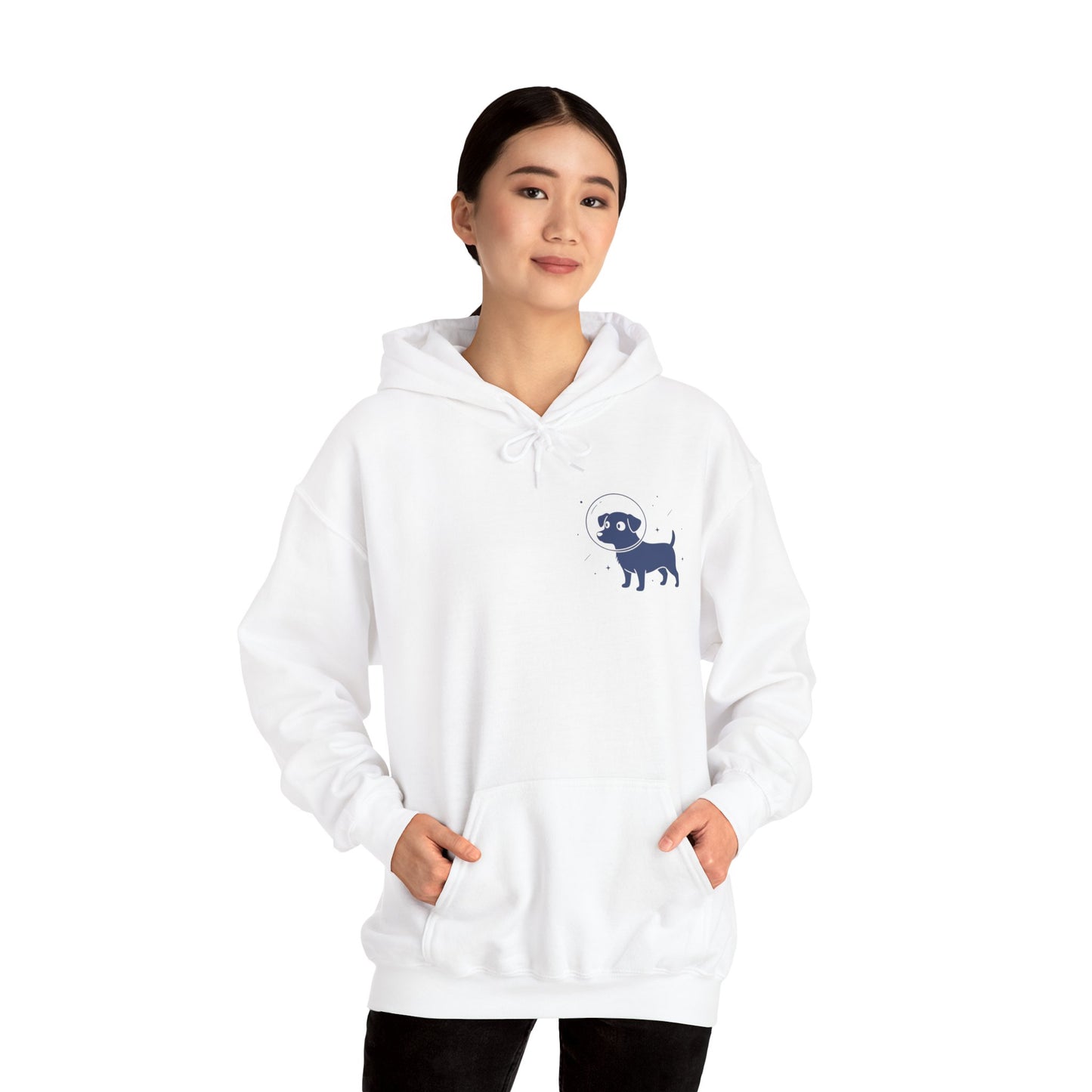Dog in Space Hoodie – Space Puppy Graphic Hooded Sweatshirt, Unisex Heavy Blend™ - 14679