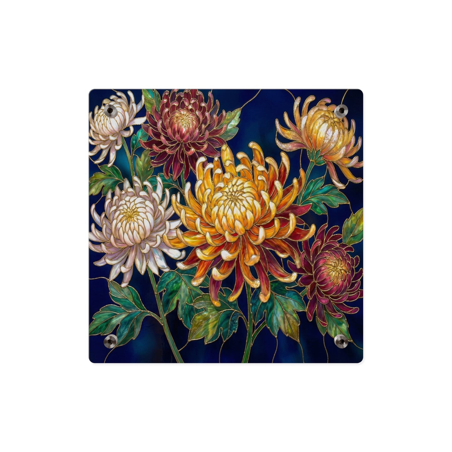Chrysanthemum Acrylic Wall Art Panel — Floral Botanical Home Décor - 14609