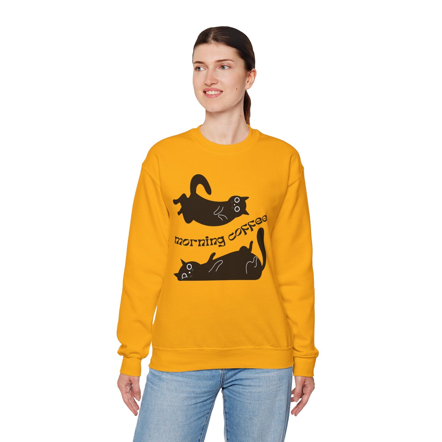 Black Cats, Morning Coffee - Unisex Heavy Blend™ Crewneck Sweatshirt - 11325