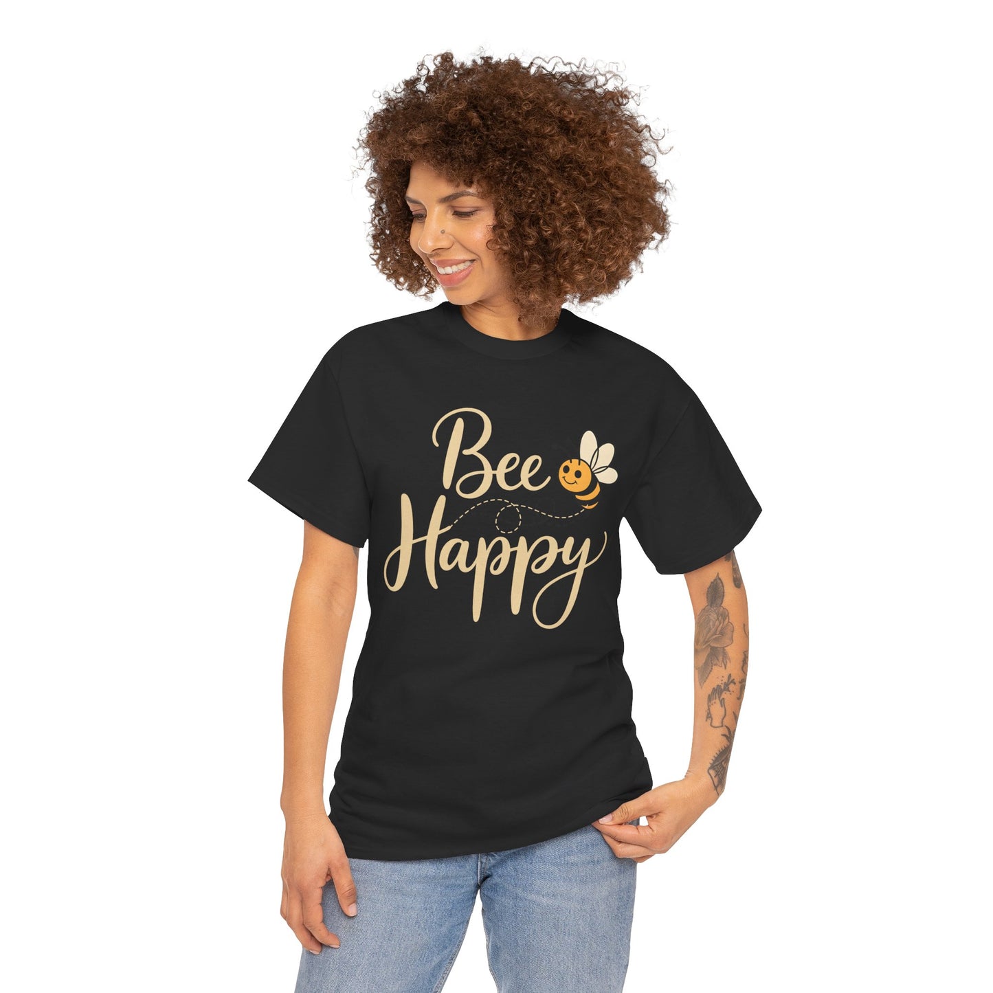Bee Happy T-Shirt — Cute Bee Graphic Tee, Positive Vibes Gift Shirt - 14864