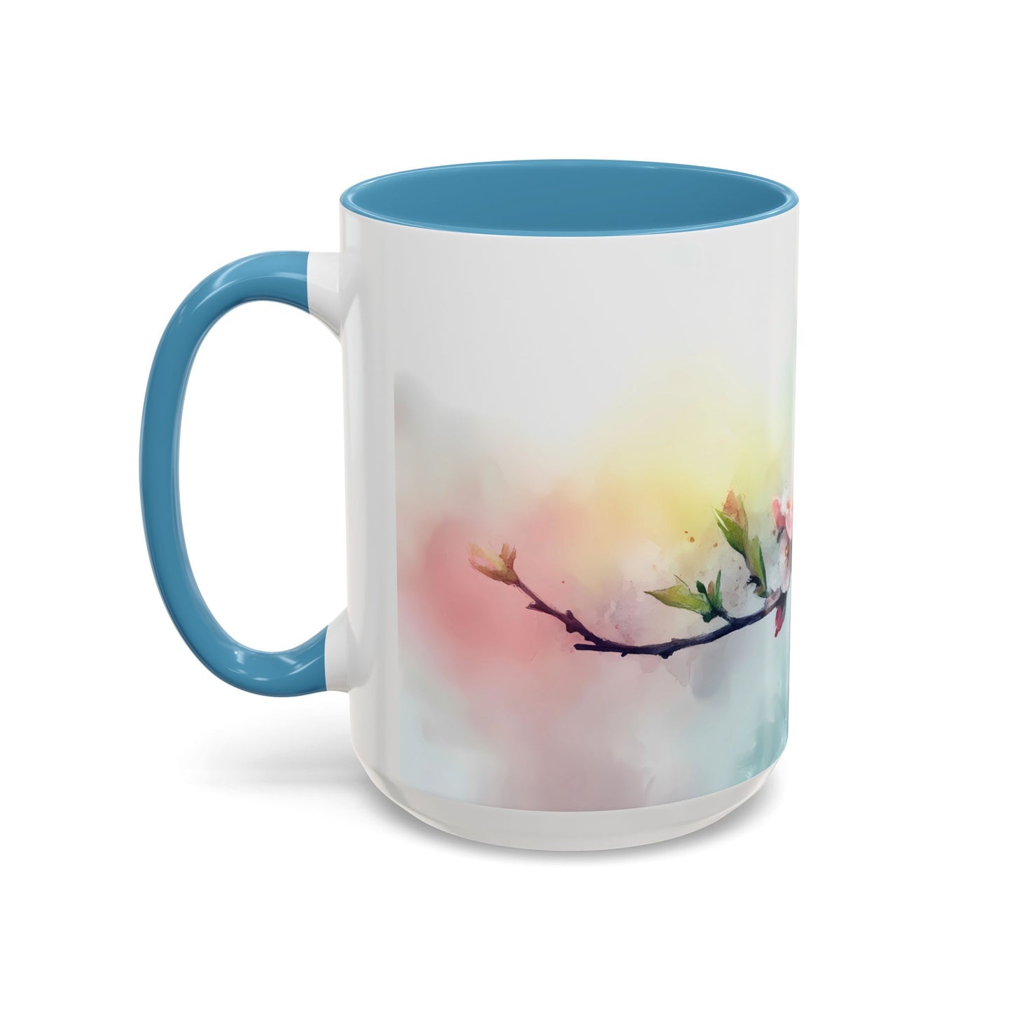 Whimsical Bird & Blossom Accent Coffee Mug - Perfect for Nature Lovers - 11886
