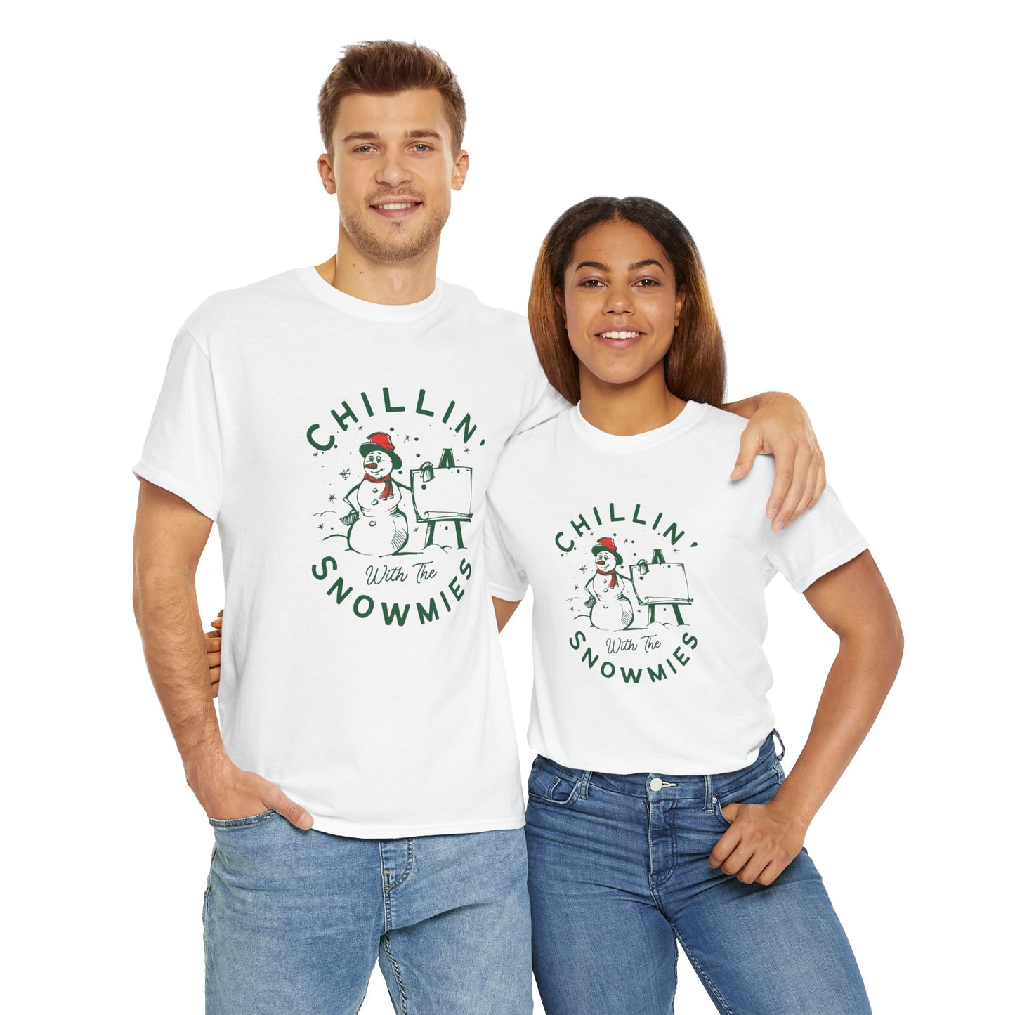 Chillin' With Snowmies - Unisex Heavy Cotton Tee - 10533