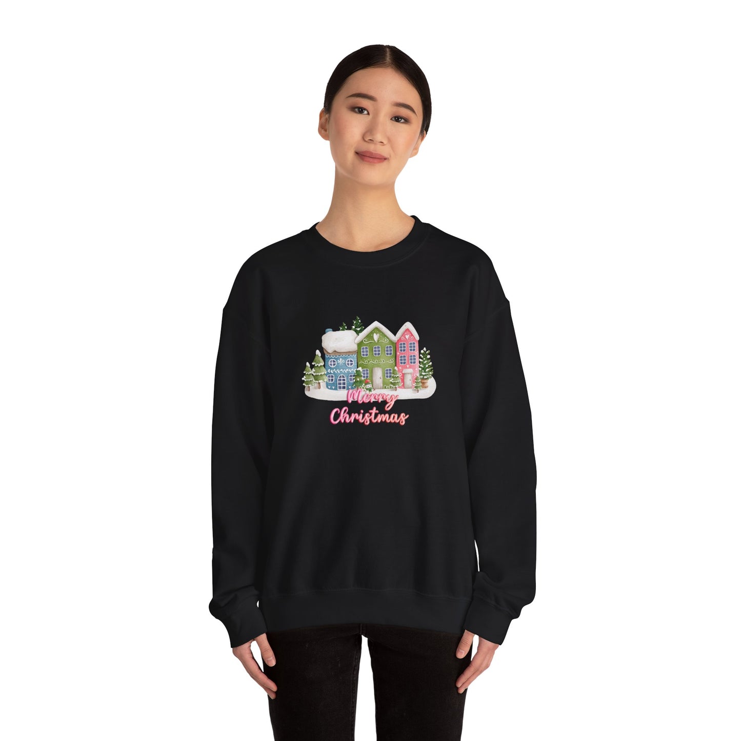 Merry Christmas, Houses - Unisex Heavy Blend™ Crewneck Sweatshirt - 10136