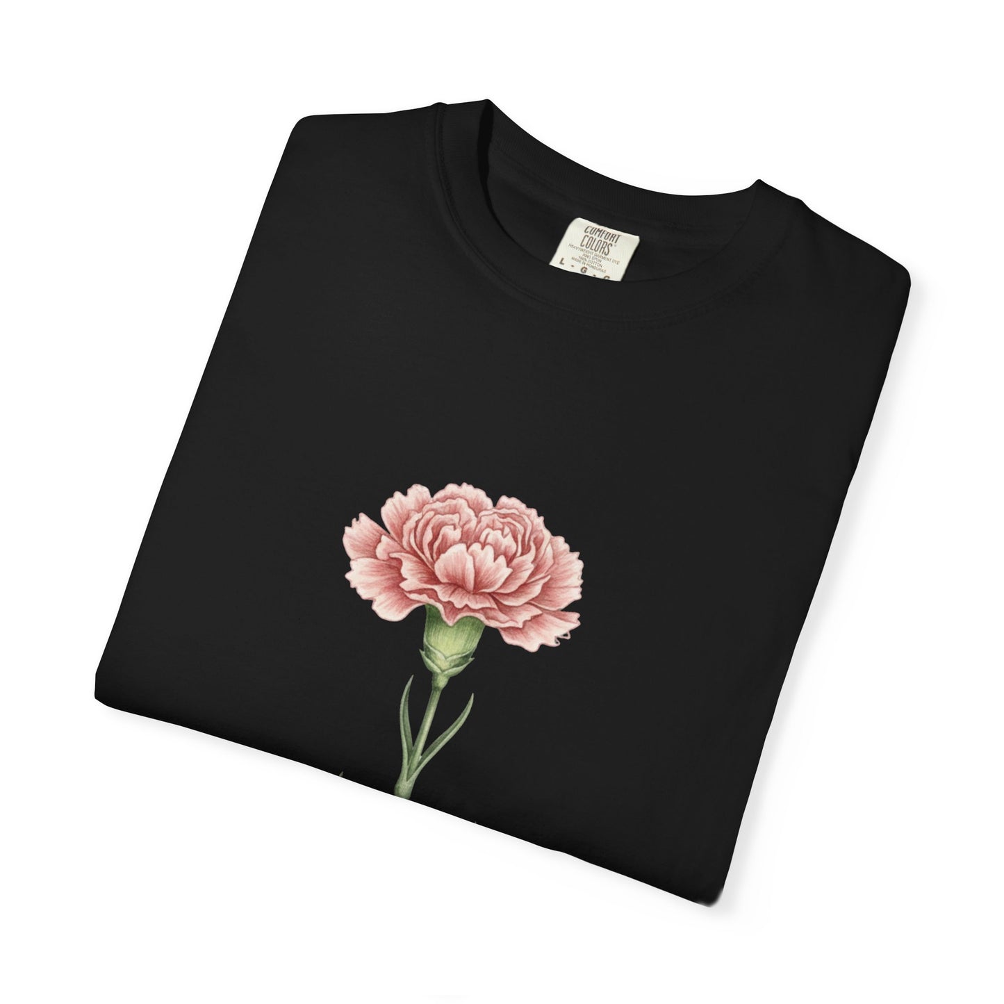 January Birth Flower Carnation T-Shirt – Heavyweight Garment-Dyed Tee - 14686