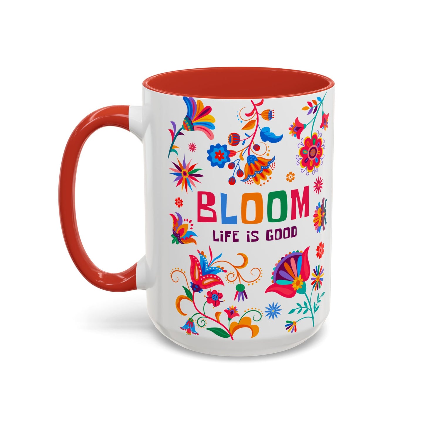Colorful Floral Accent Coffee Mug - Bloom Life is Good - 14082