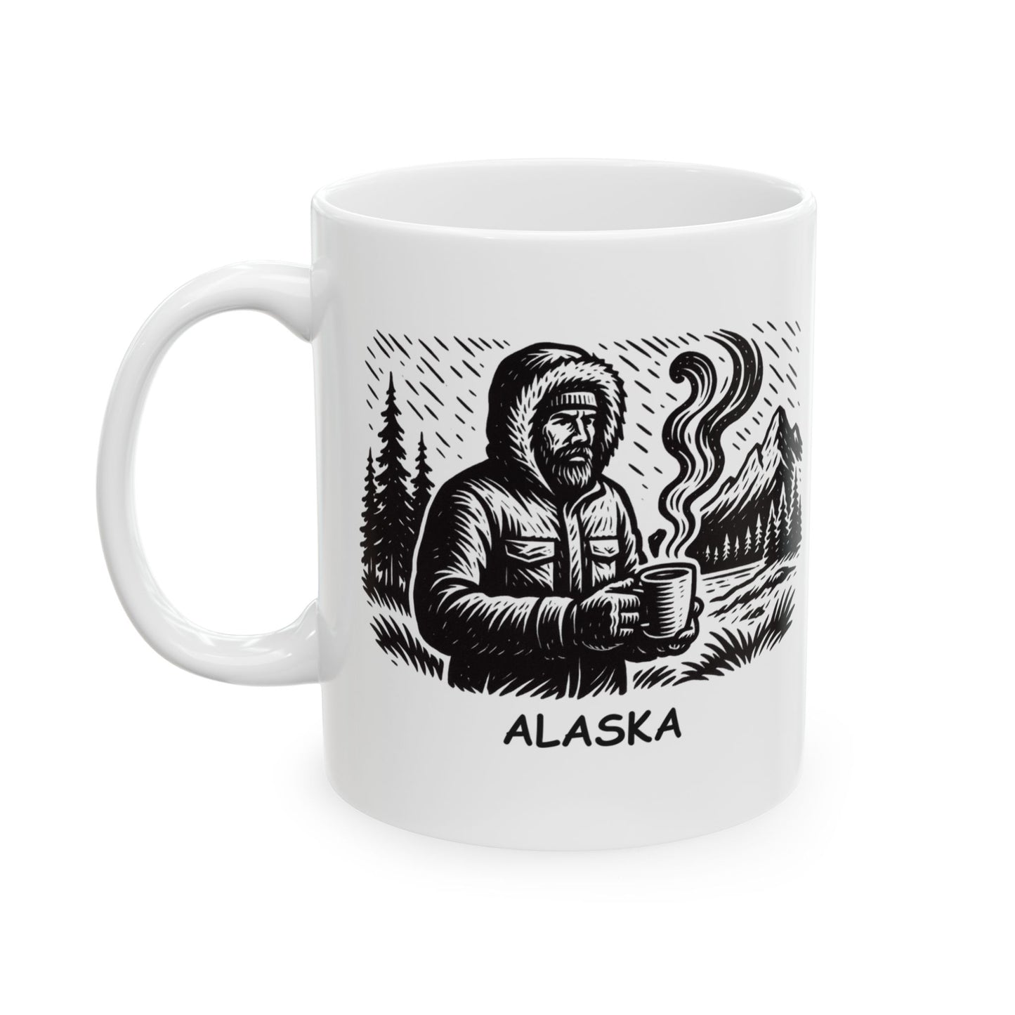 "I survived another Alaskan winter... with coffee and hope." Ceramic Mug, (11oz, 15oz) - 13019